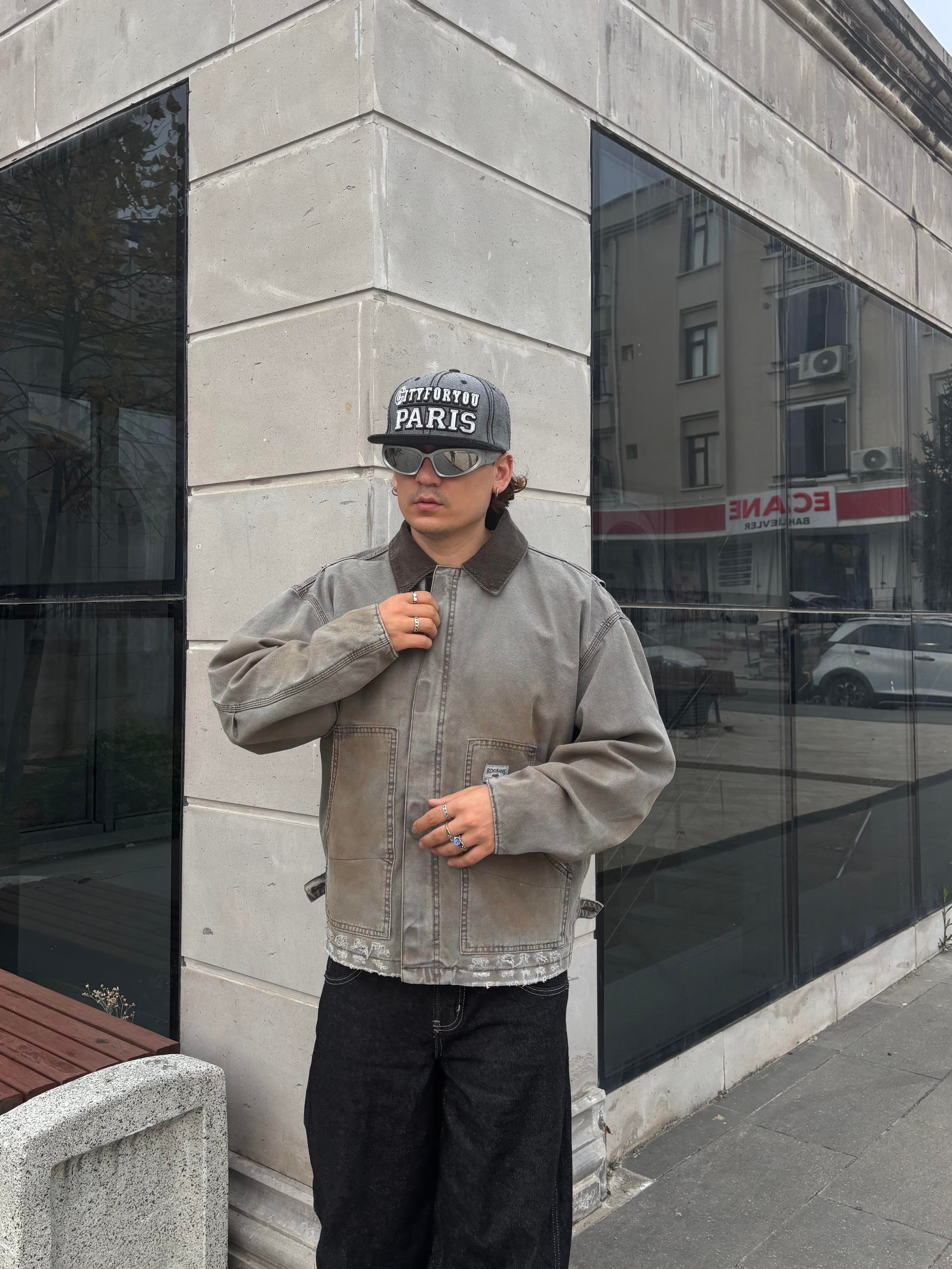 Denim Tinted Canvas Worker Jacket