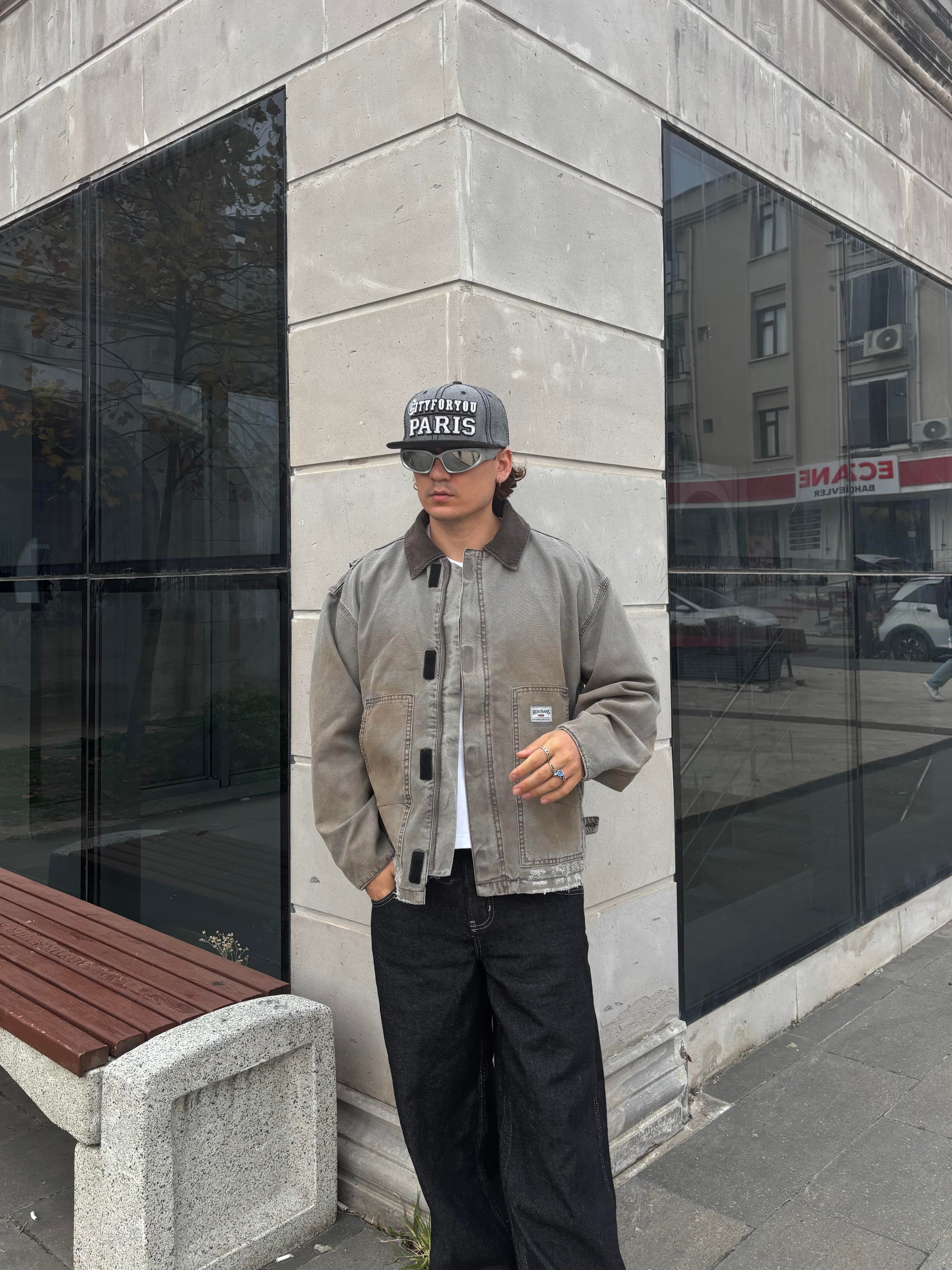 Denim Tinted Canvas Worker Jacket