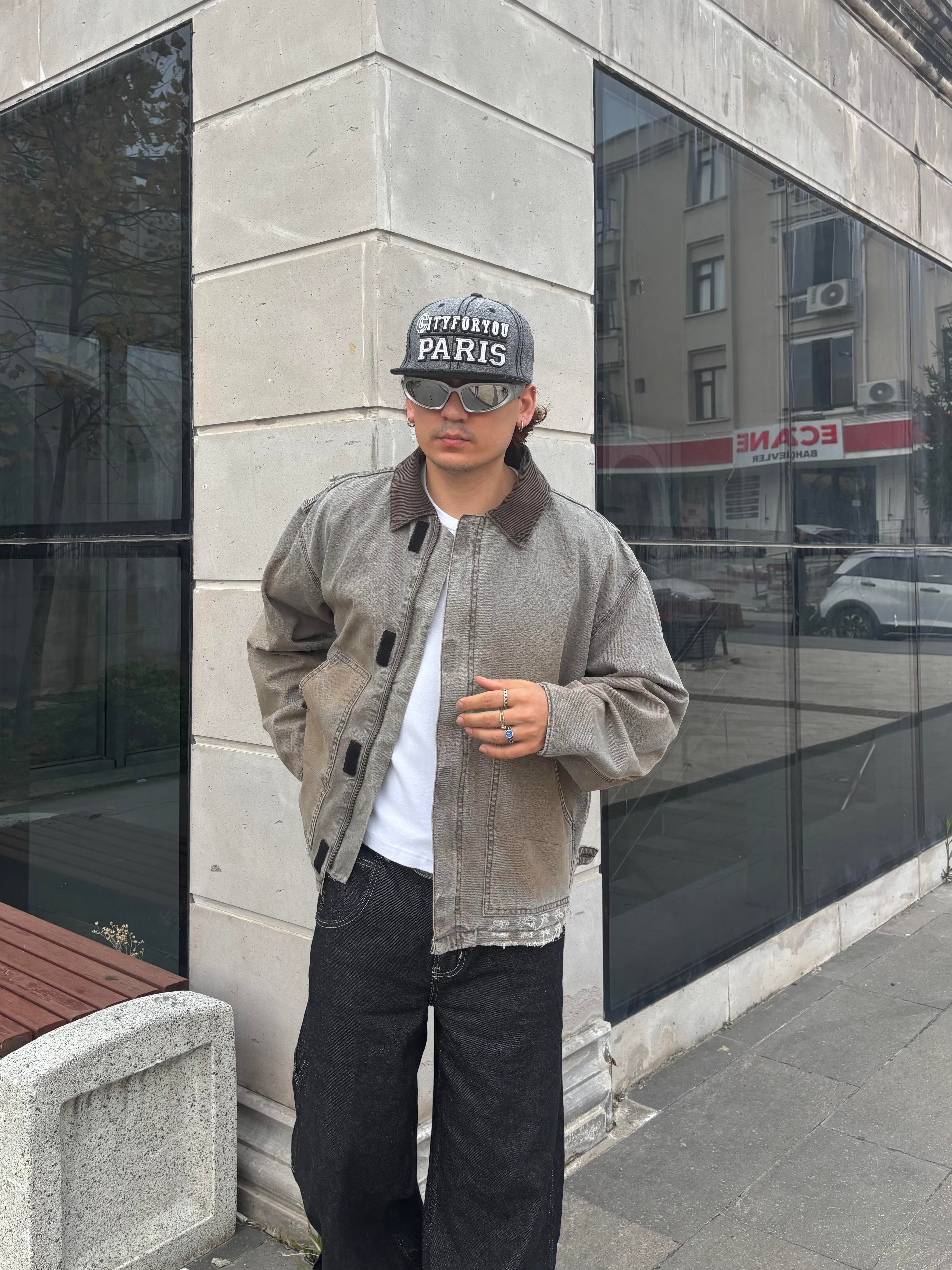 Denim Tinted Canvas Worker Jacket