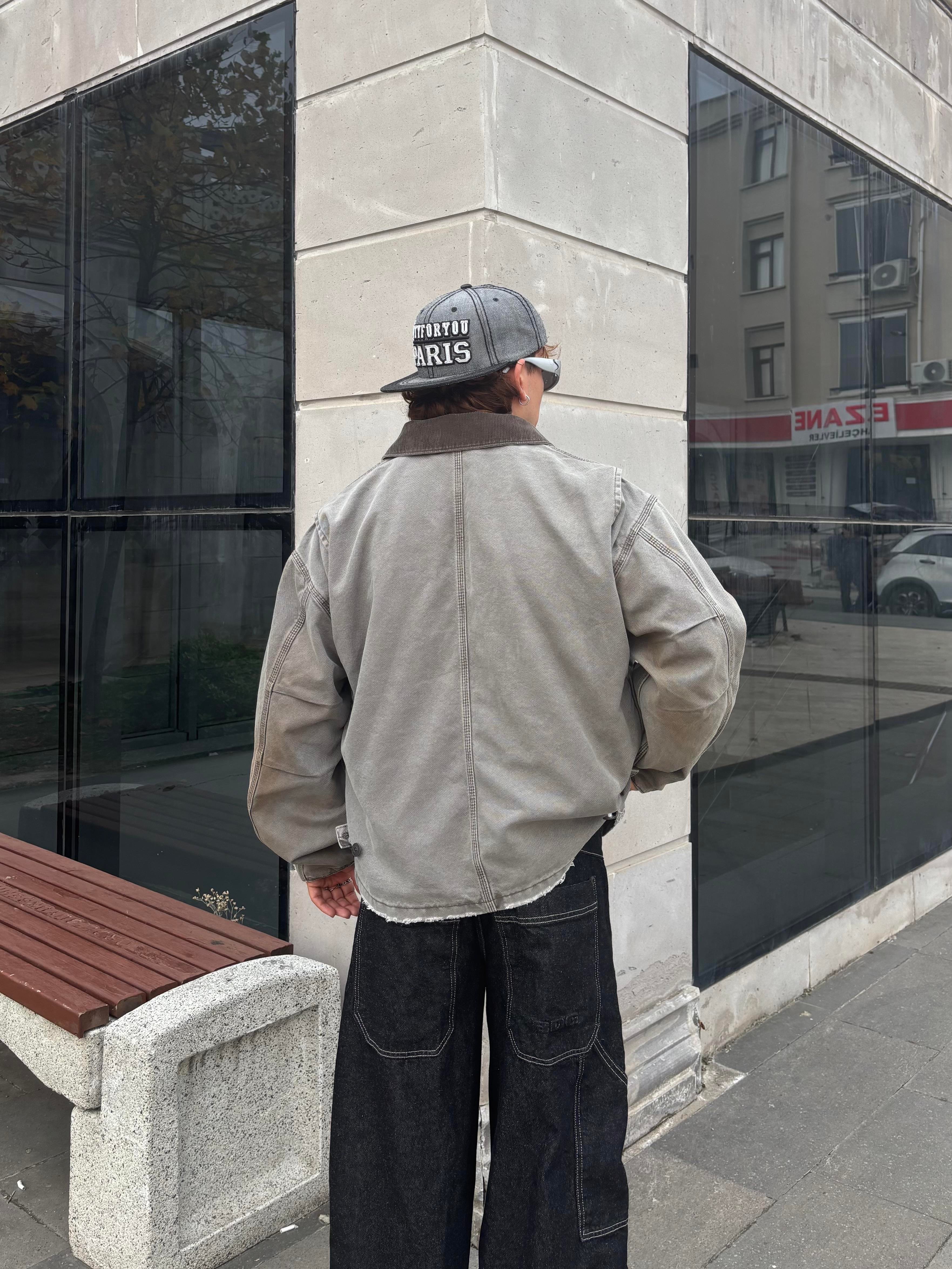 Denim Tinted Canvas Worker Jacket