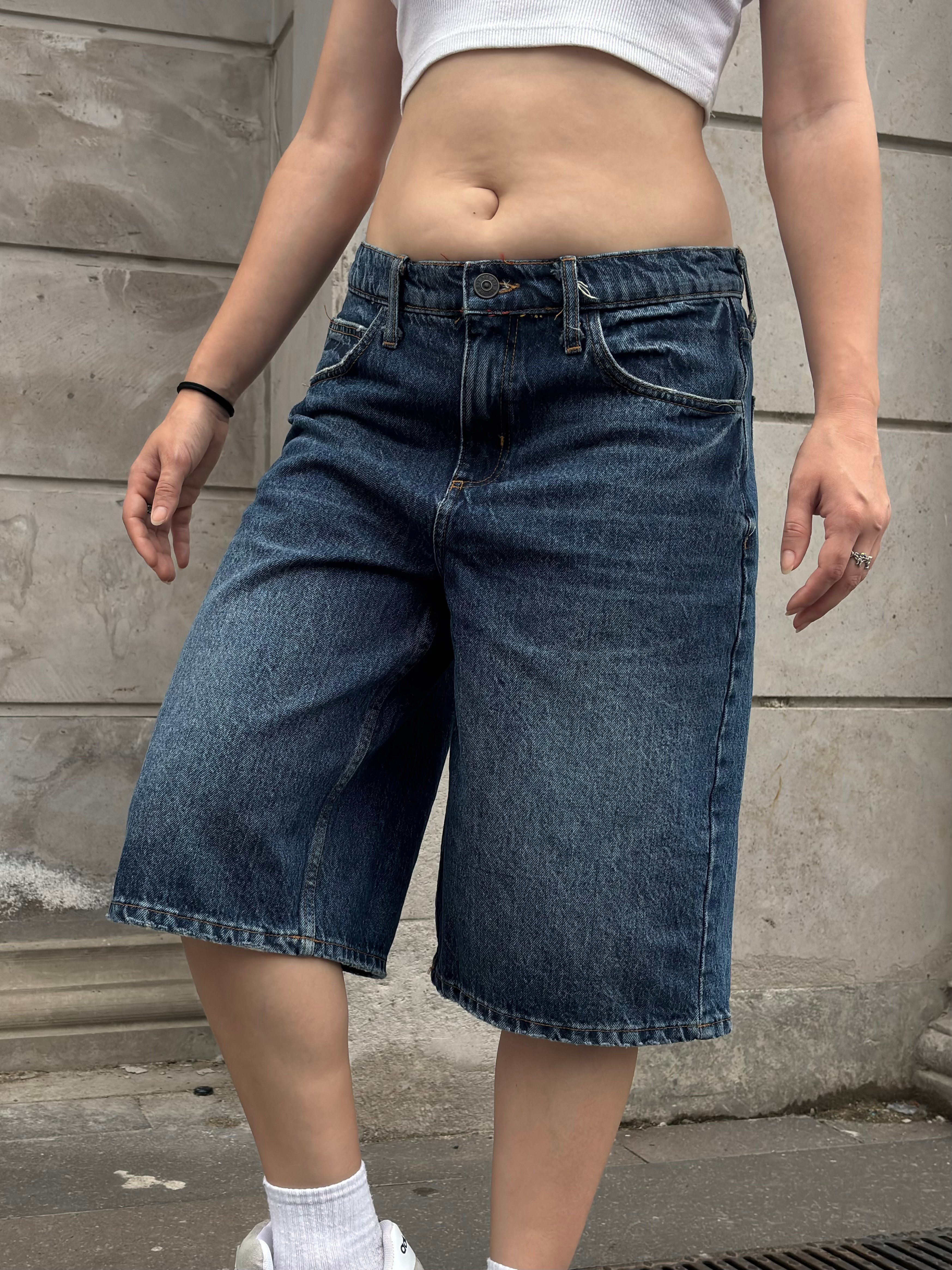 Eskitme Ton Longline Denim Jorts