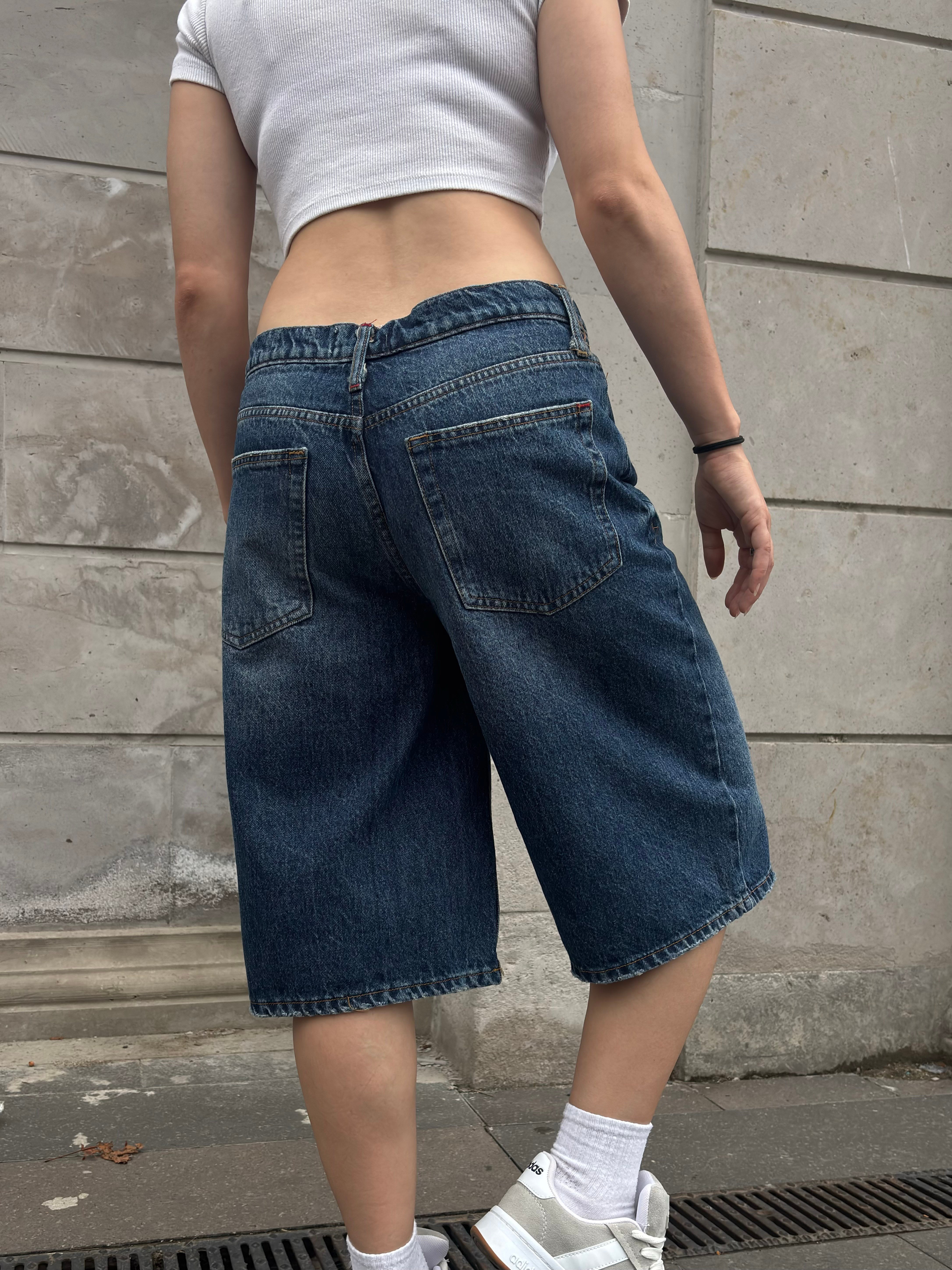 Eskitme Ton Longline Denim Jorts