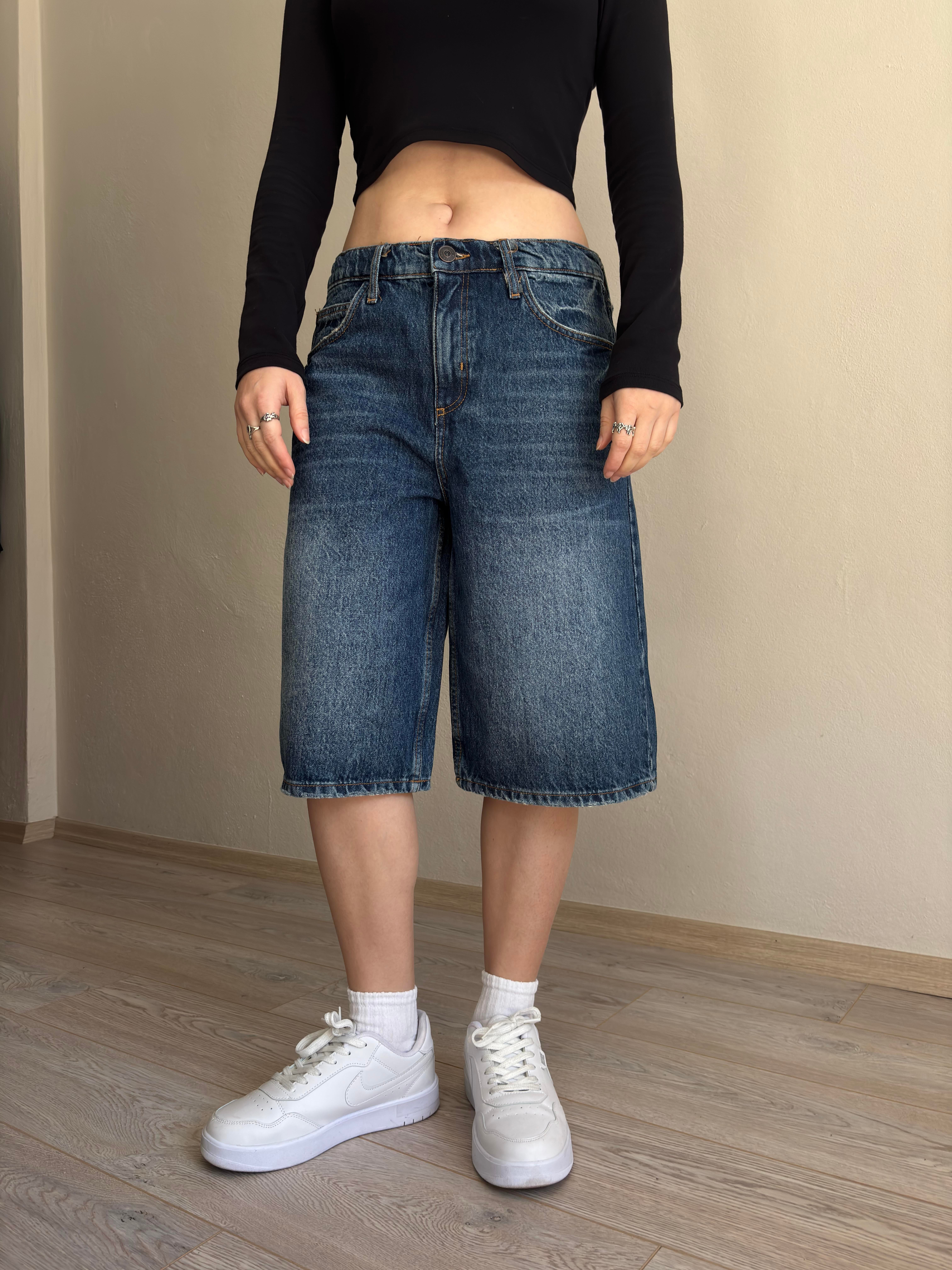 Eskitme Ton Longline Denim Jorts