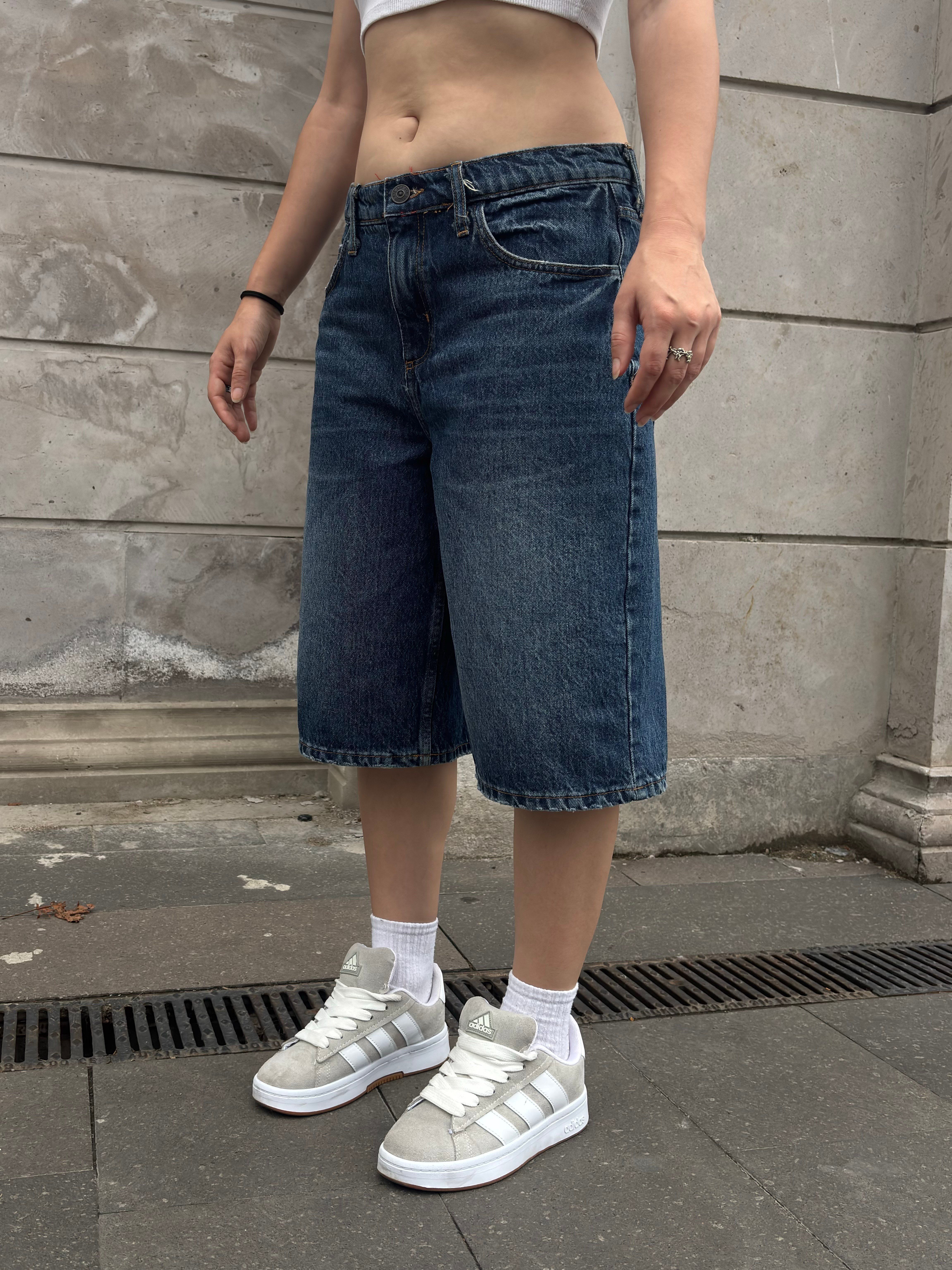 Eskitme Ton Longline Denim Jorts