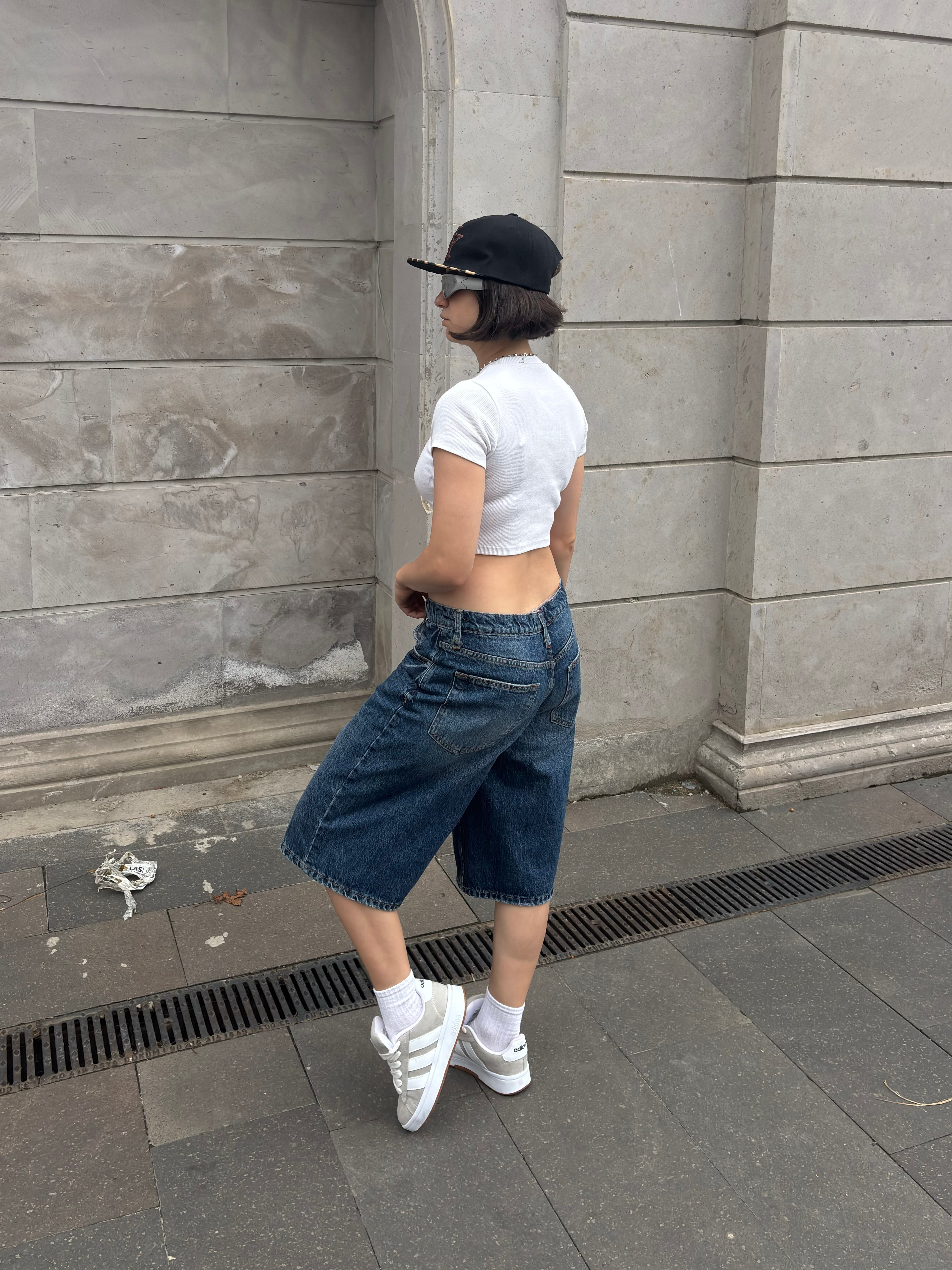 Eskitme Ton Longline Denim Jorts
