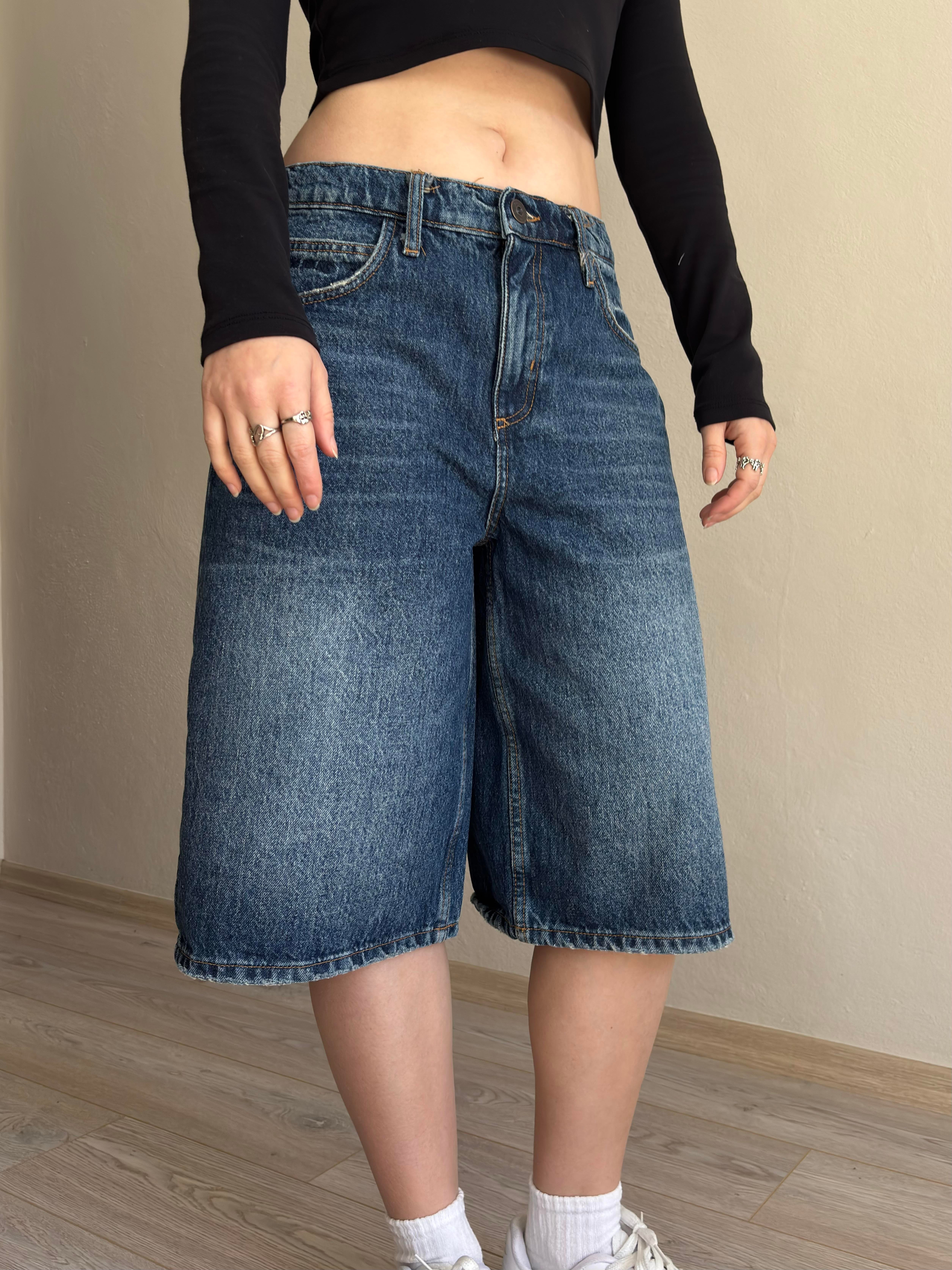 Eskitme Ton Longline Denim Jorts