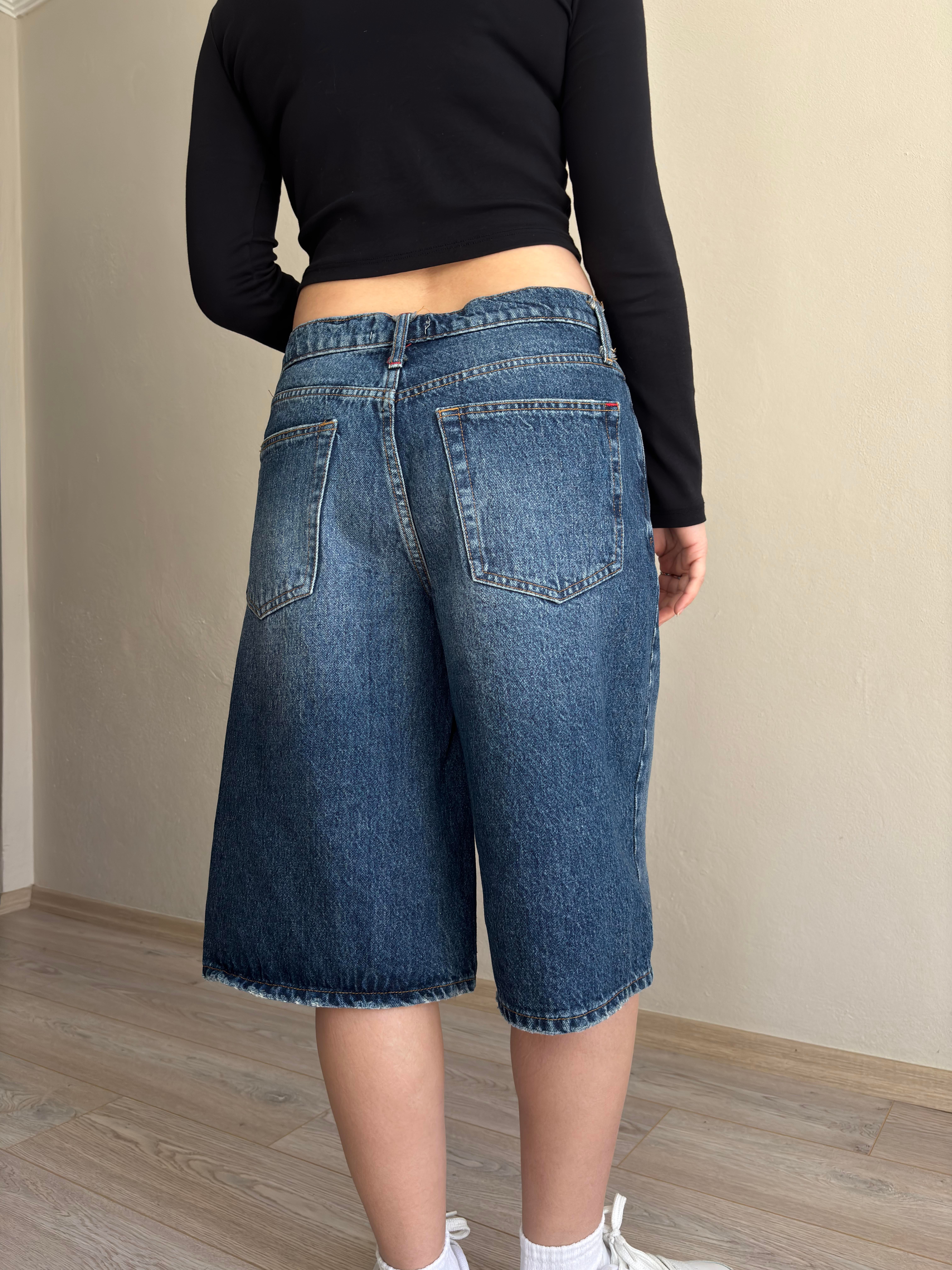 Eskitme Ton Longline Denim Jorts