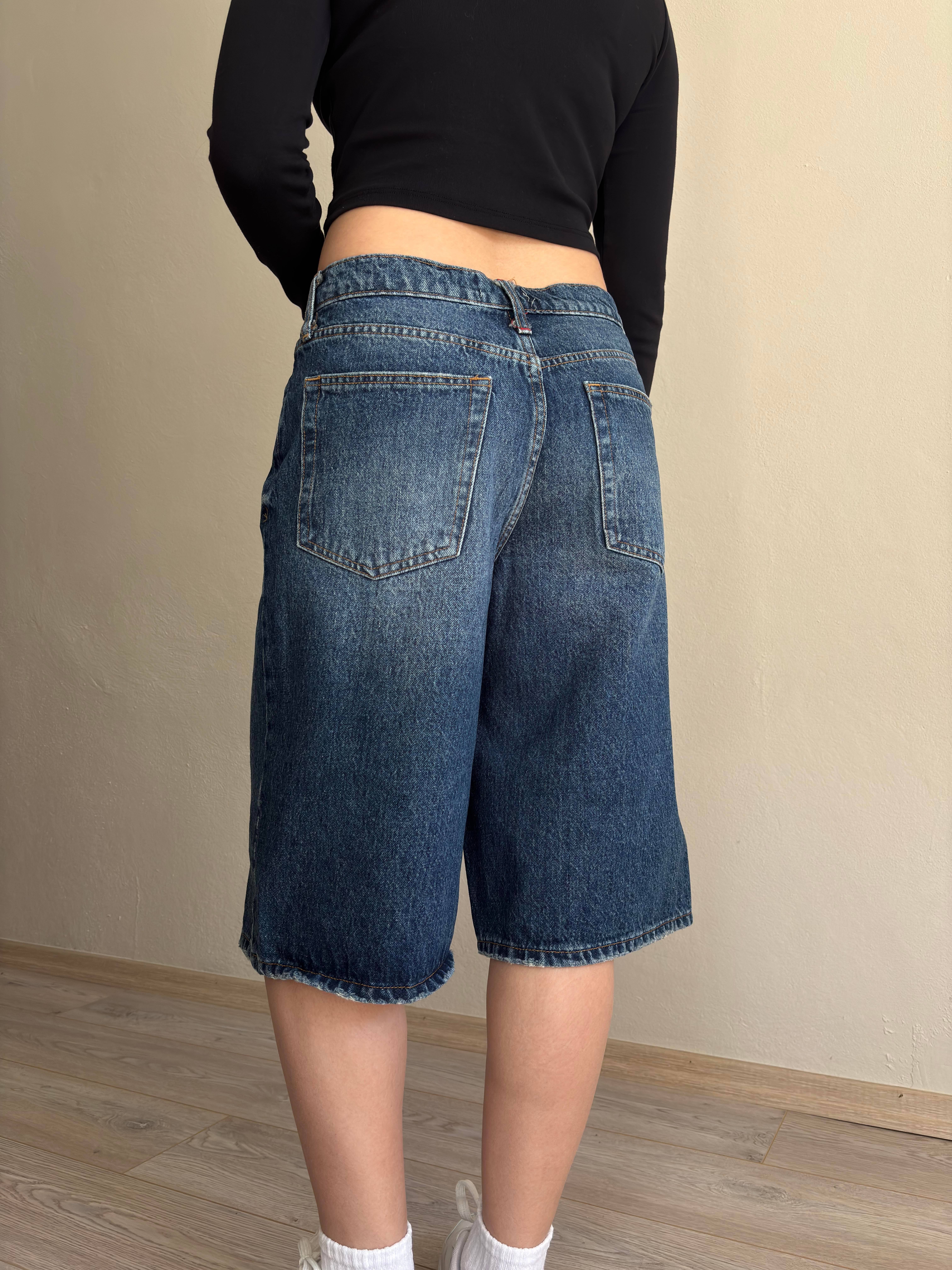 Eskitme Ton Longline Denim Jorts