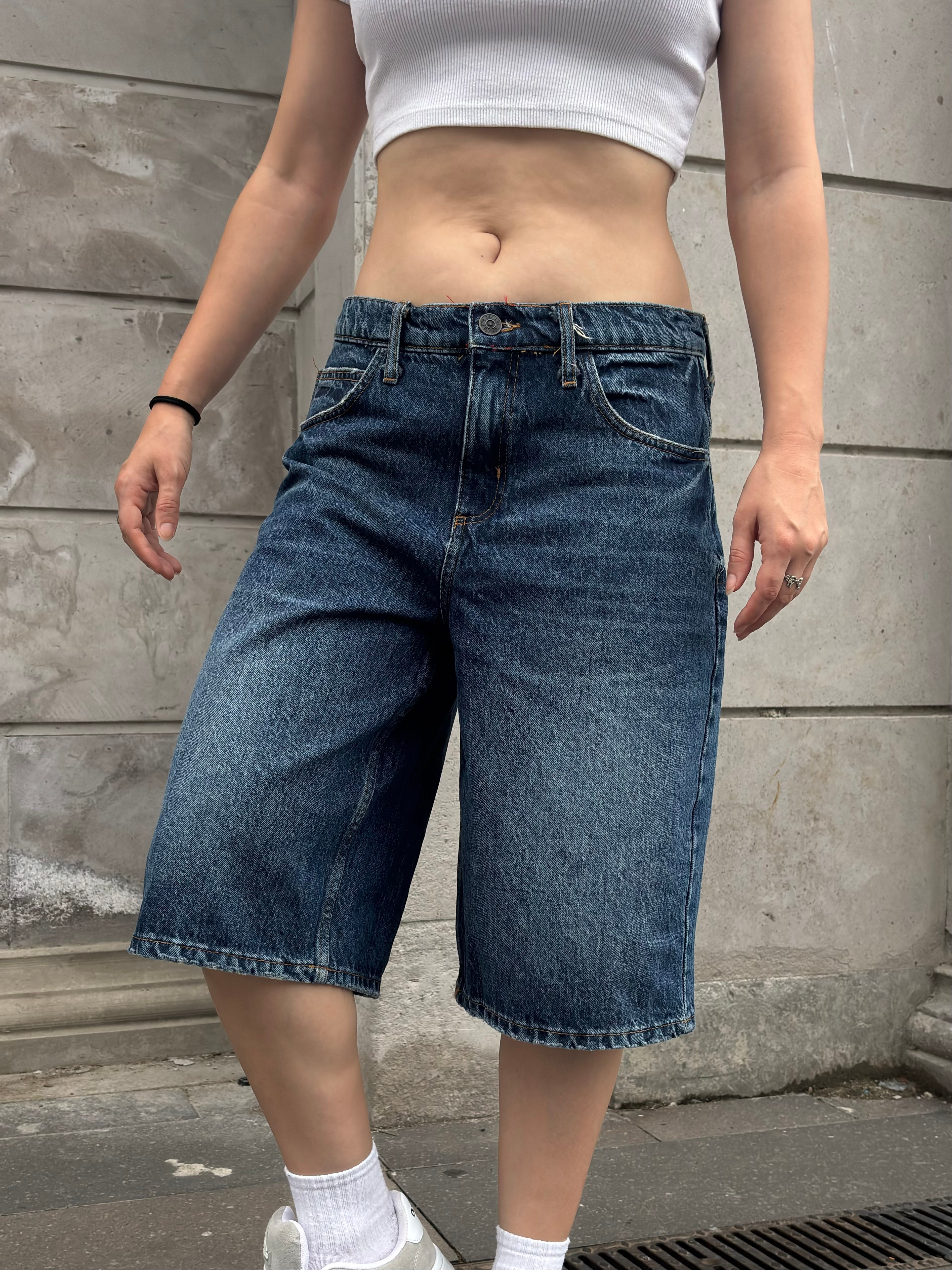 Eskitme Ton Longline Denim Jorts