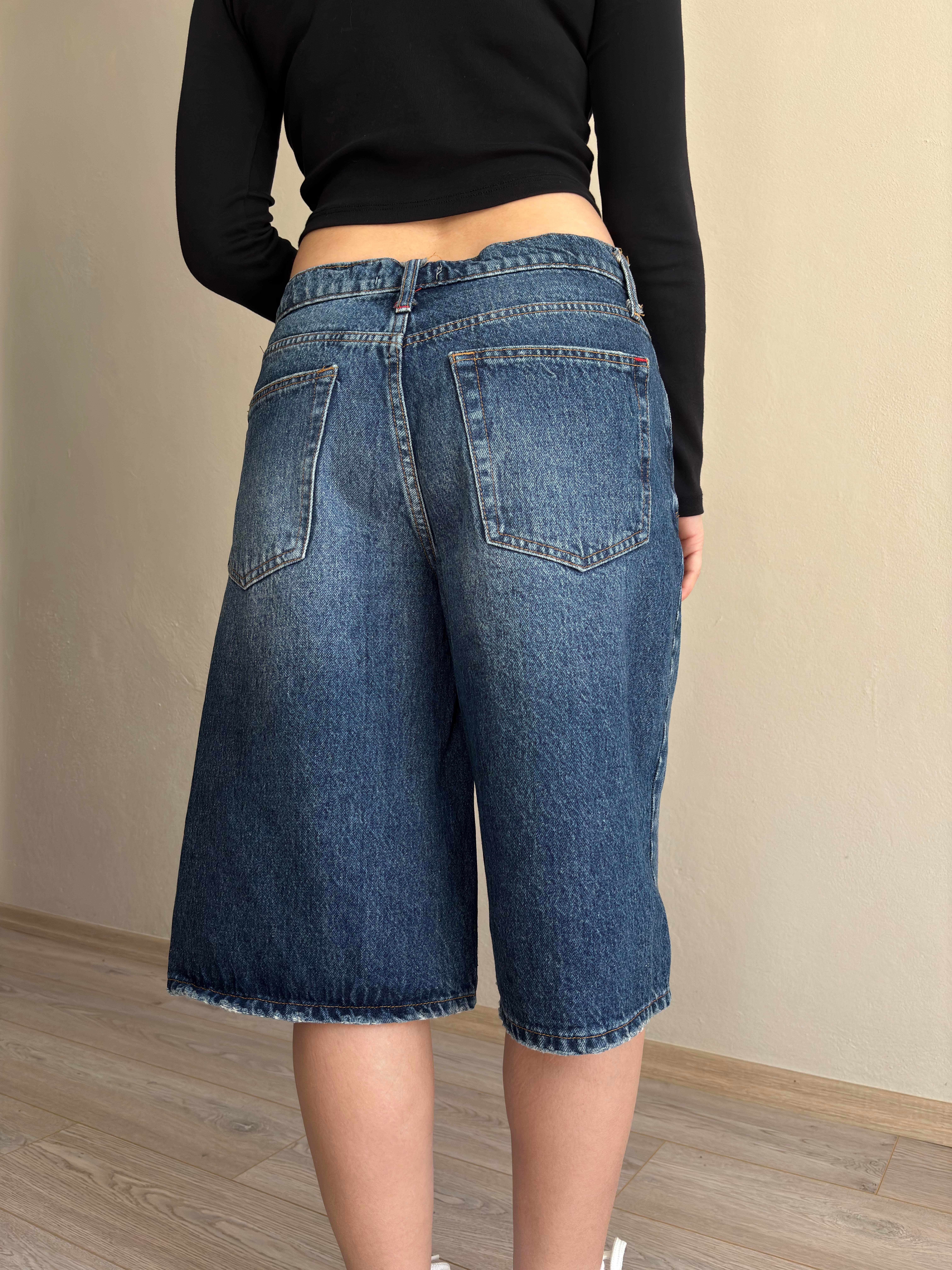 Eskitme Ton Longline Denim Jorts