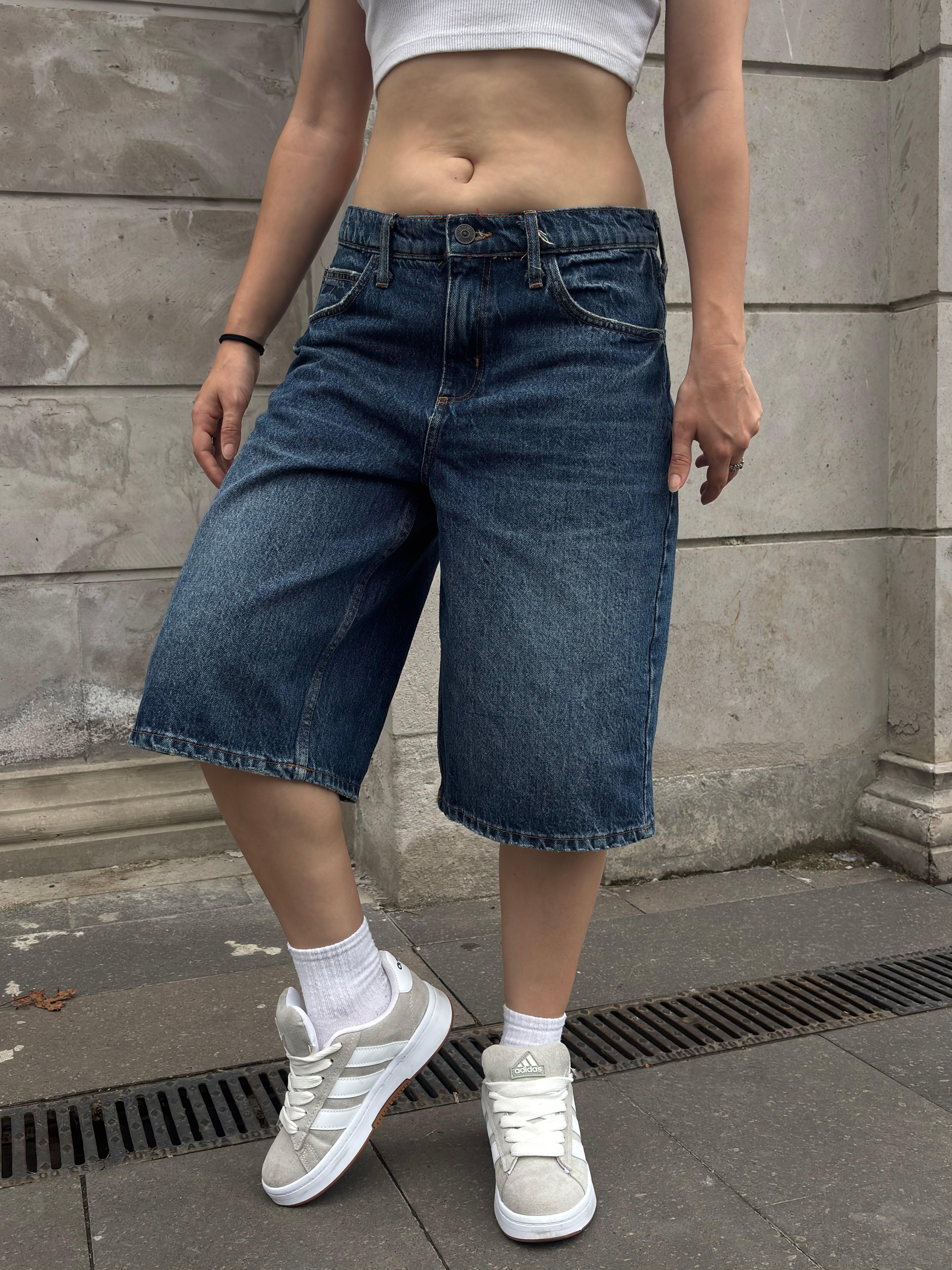 Eskitme Ton Longline Denim Jorts