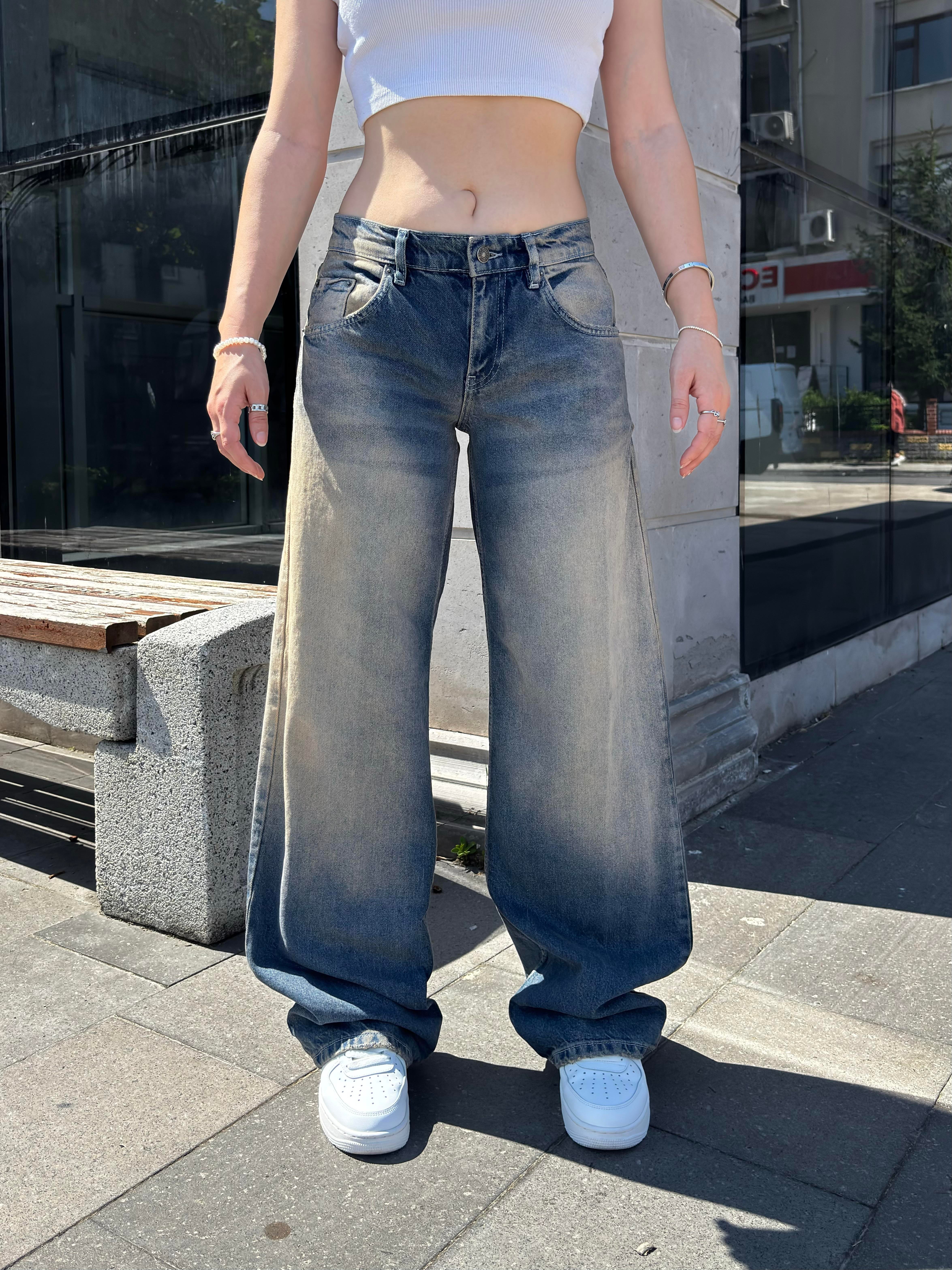 Eskitme Ton Lowride Pattern Jeans