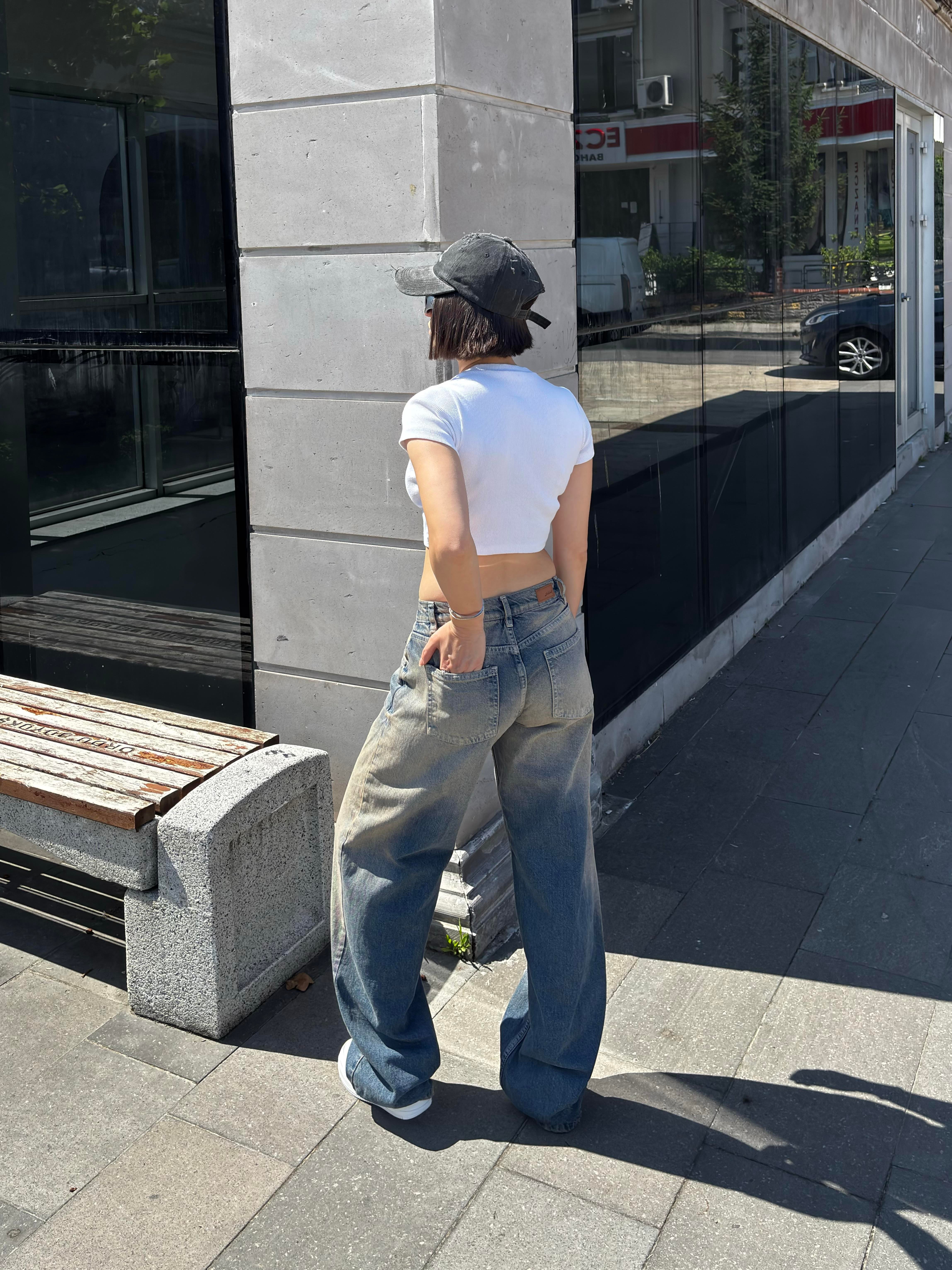 Eskitme Ton Lowride Pattern Jeans