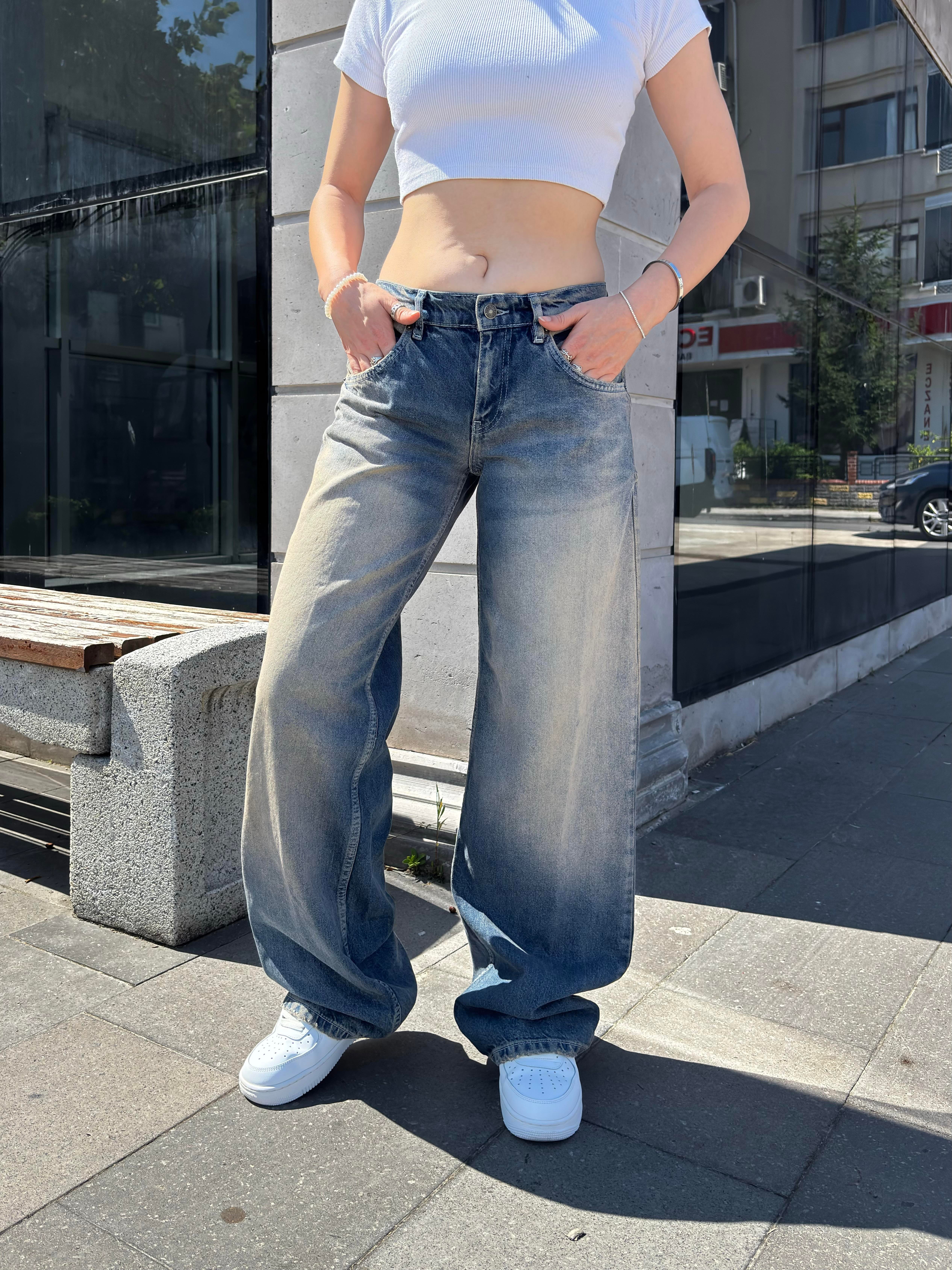 Eskitme Ton Lowride Pattern Jeans