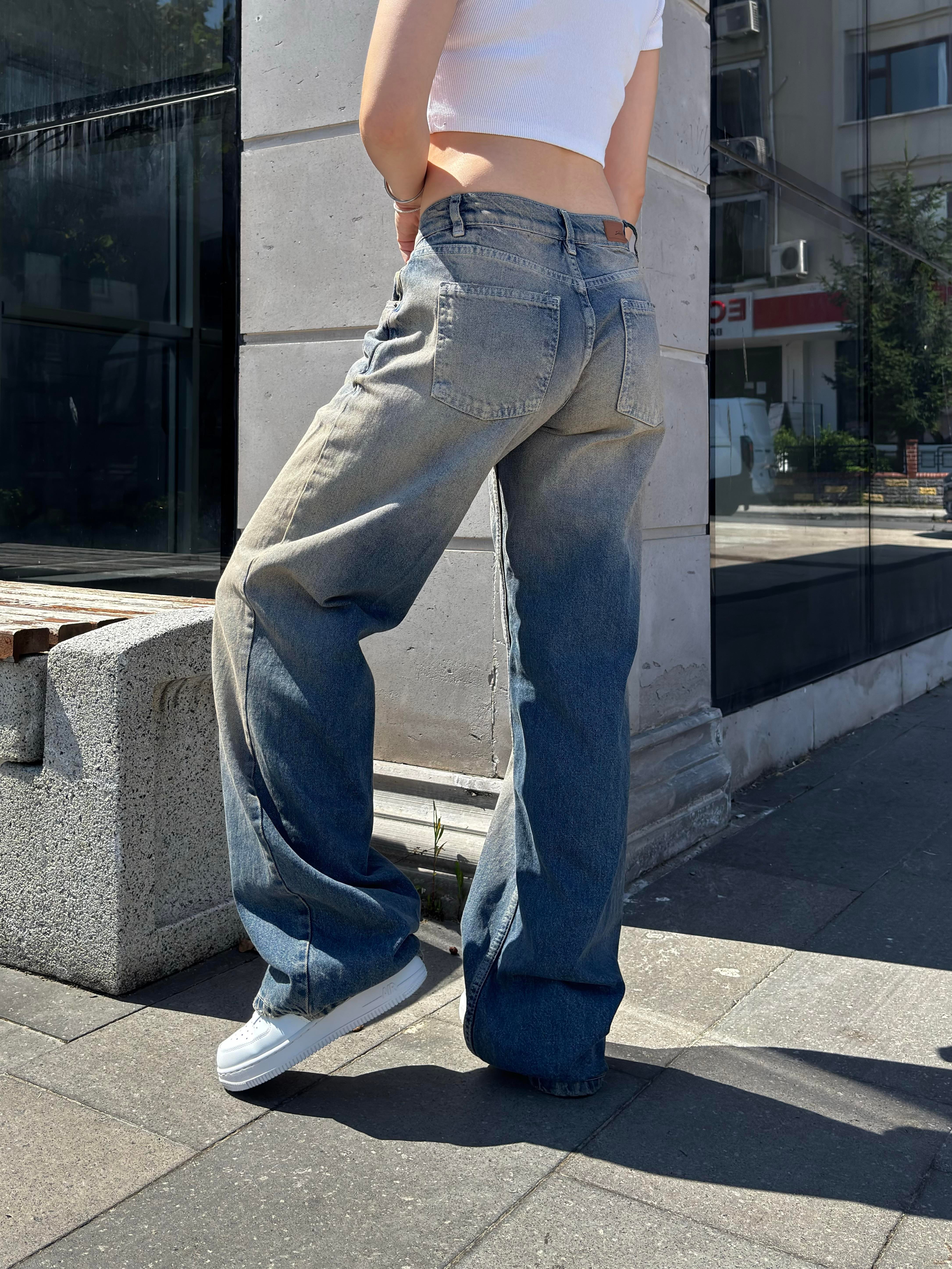 Eskitme Ton Lowride Pattern Jeans