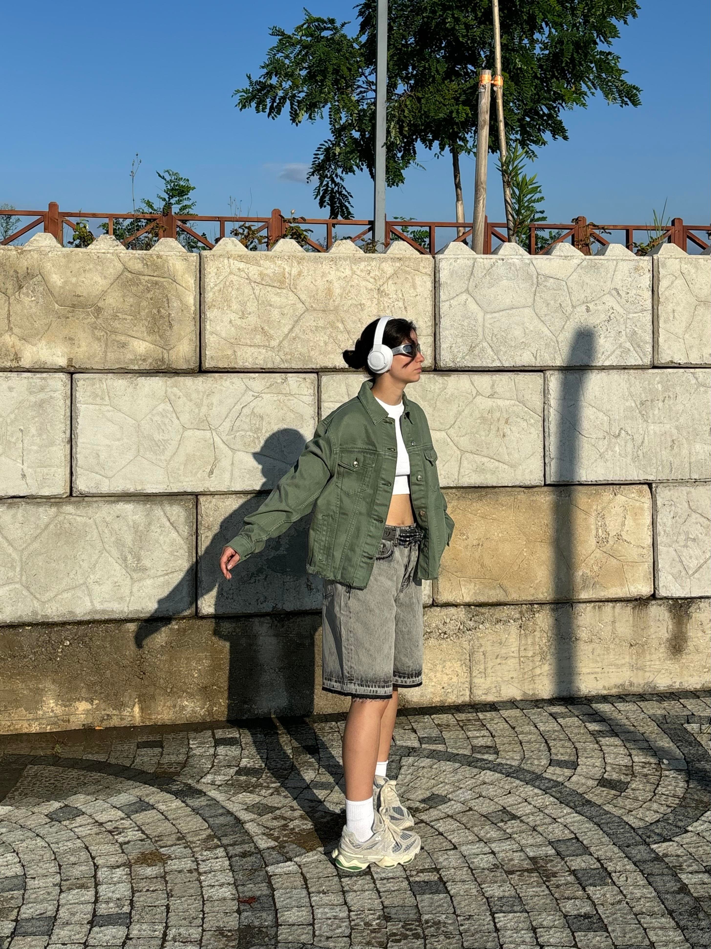 Green Fringed Denim Jacket