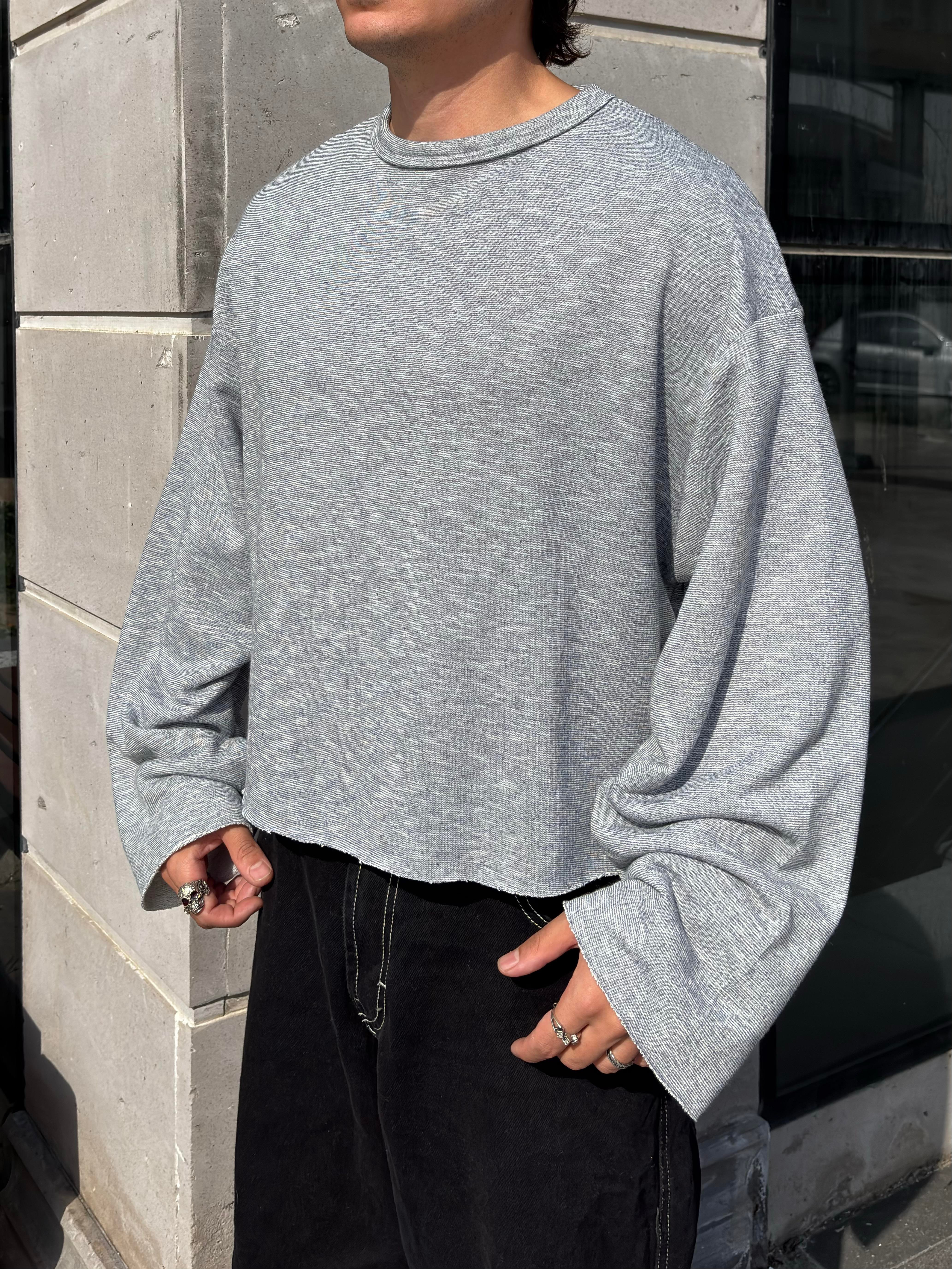 Grey Boxy Fit Cut-Off Sweatshirt