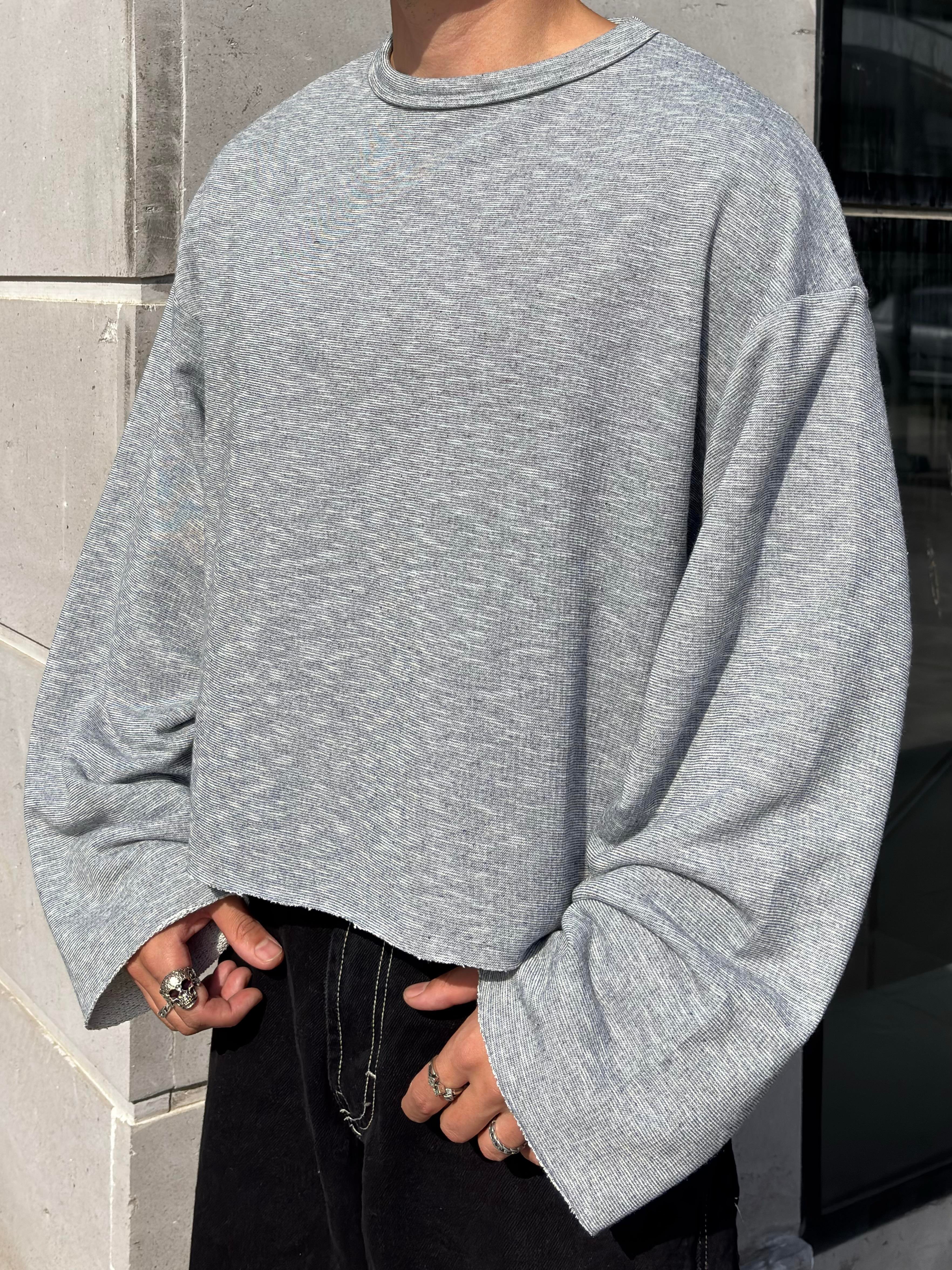 Grey Boxy Fit Cut-Off Sweatshirt