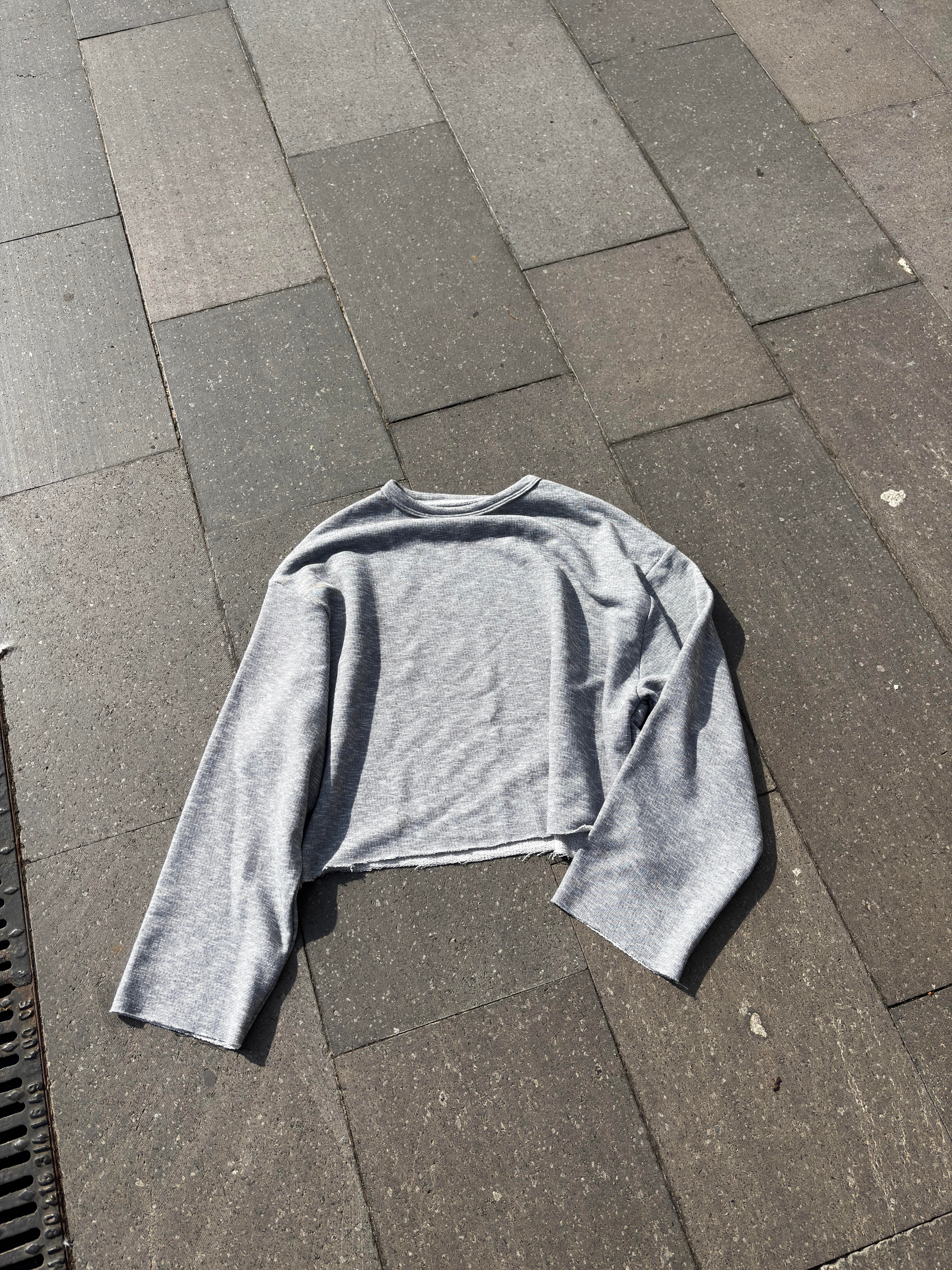 Grey Boxy Fit Cut-Off Sweatshirt