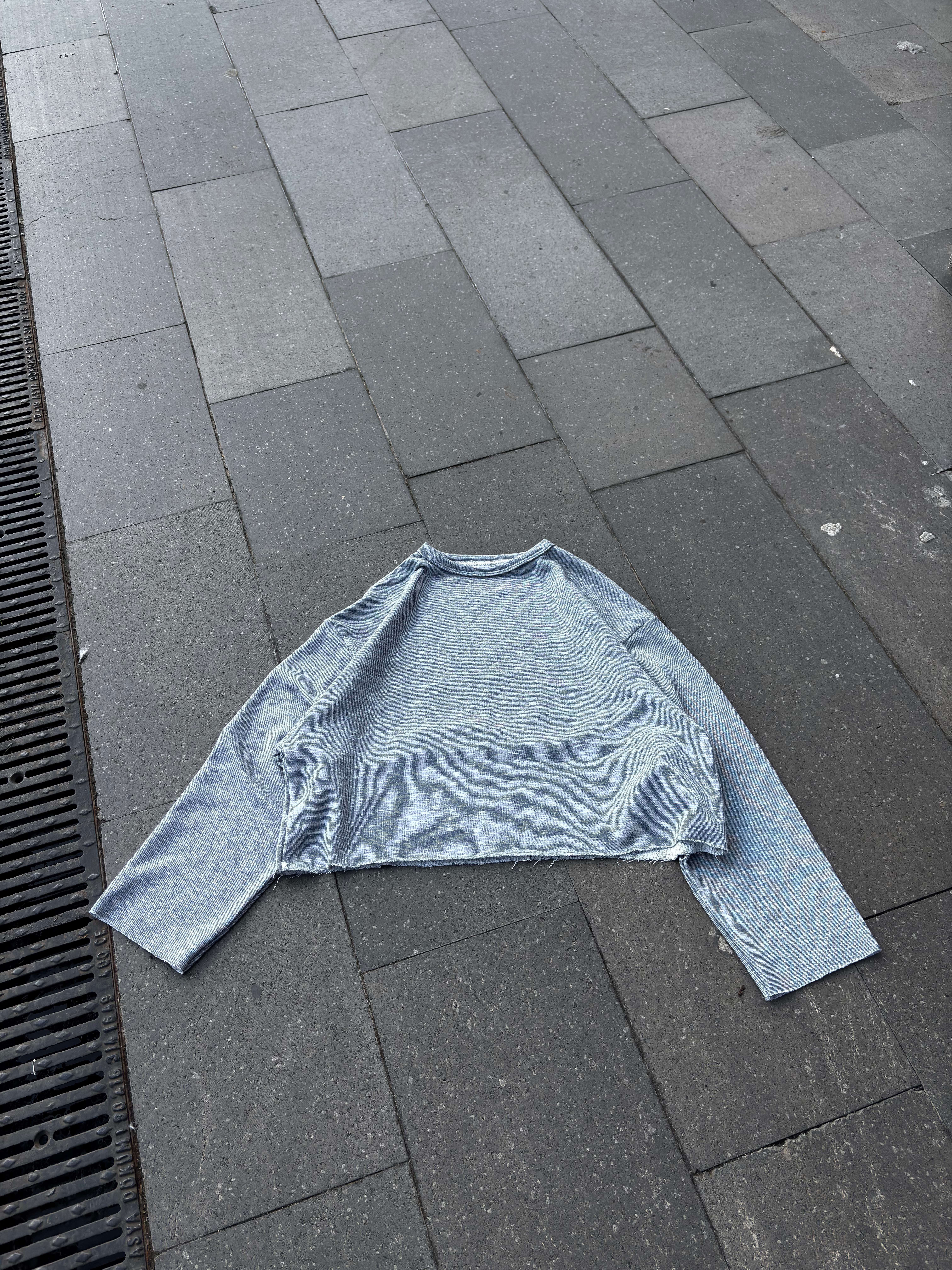 Grey Boxy Fit Cut-Off Sweatshirt