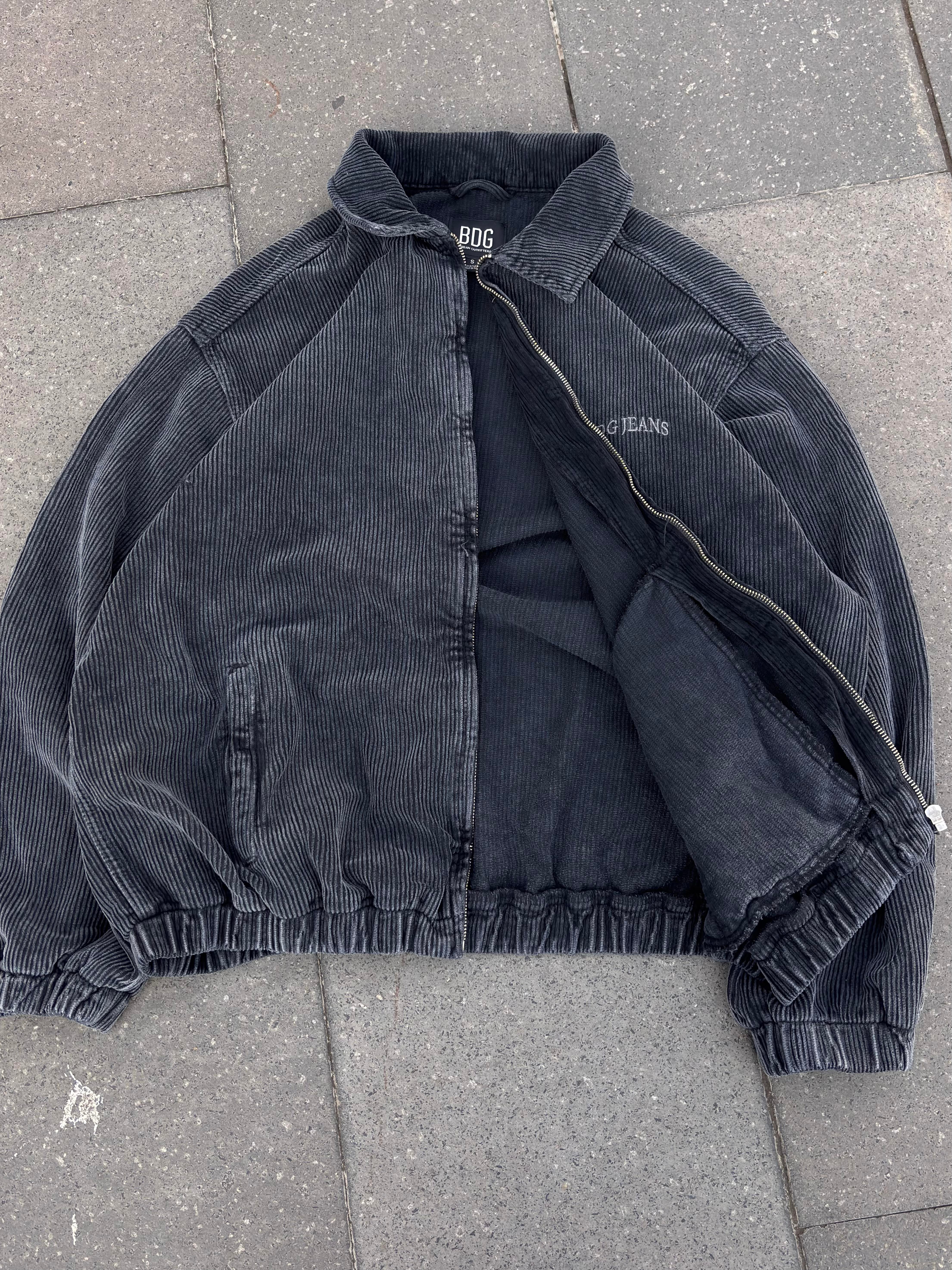 Grey Ton Fitilli Kadife Harrington Jacket