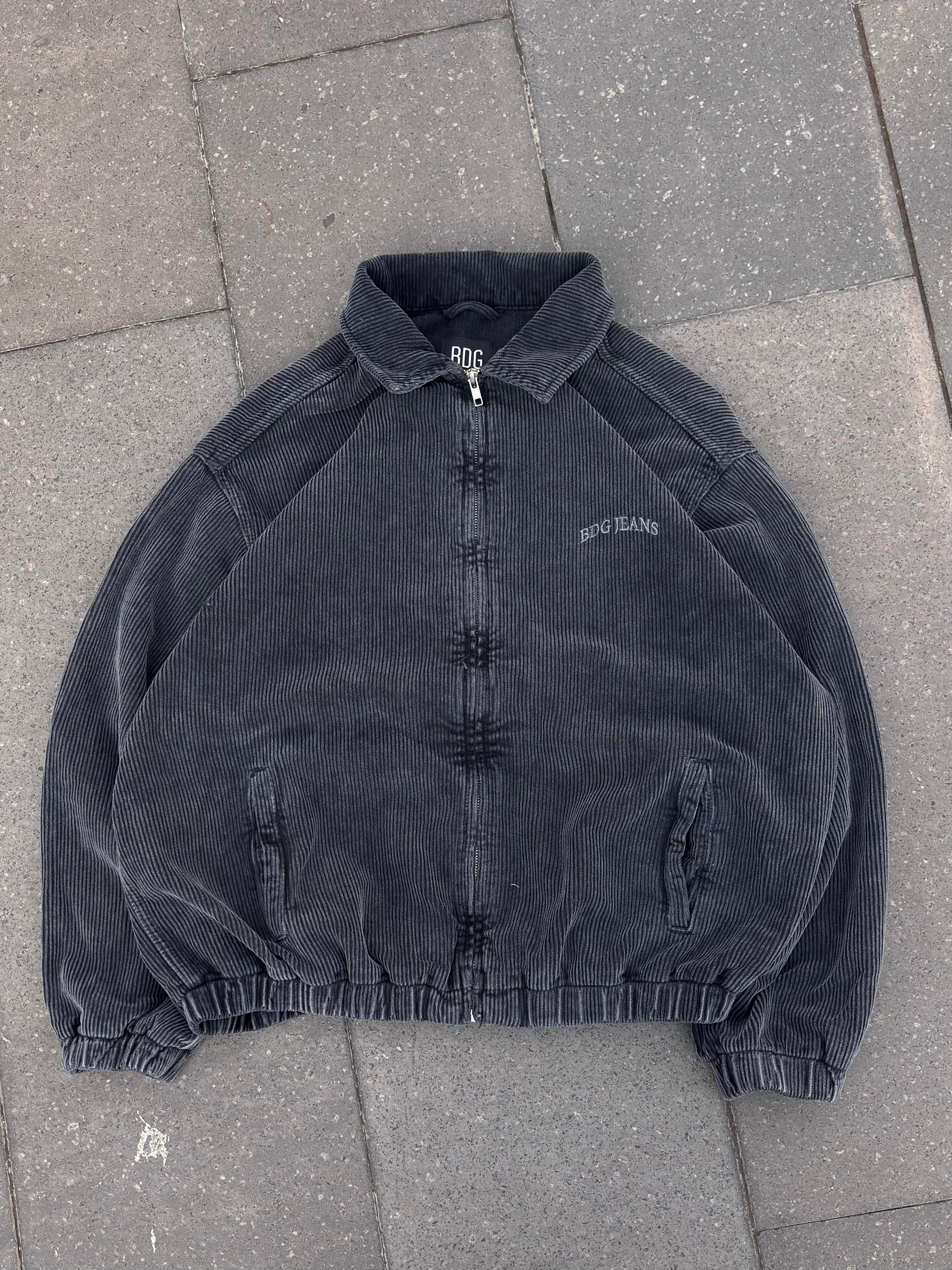 Grey Ton Fitilli Kadife Harrington Jacket