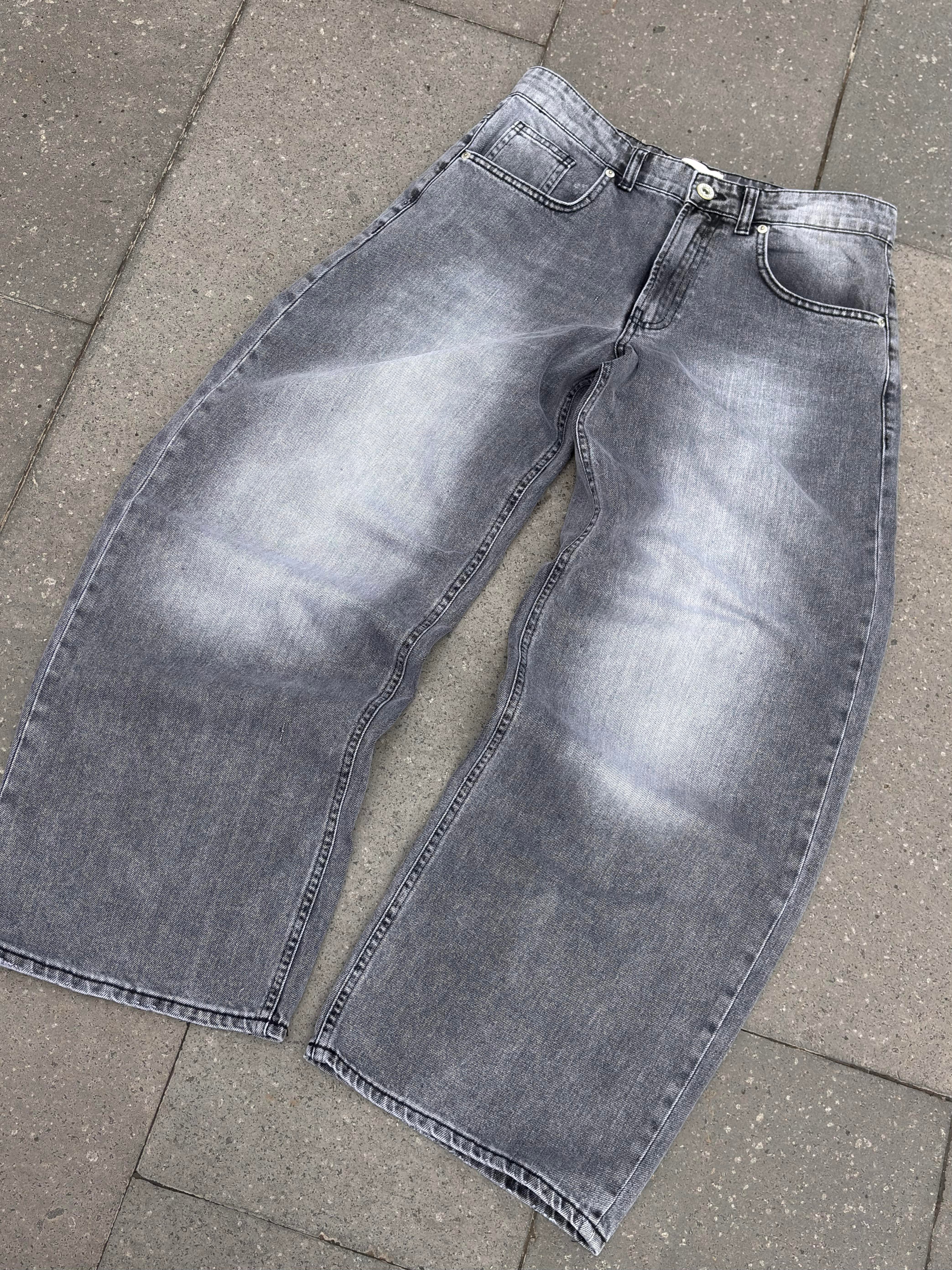 Gri Eskitme Ton Ekstreme Baggy Jeans