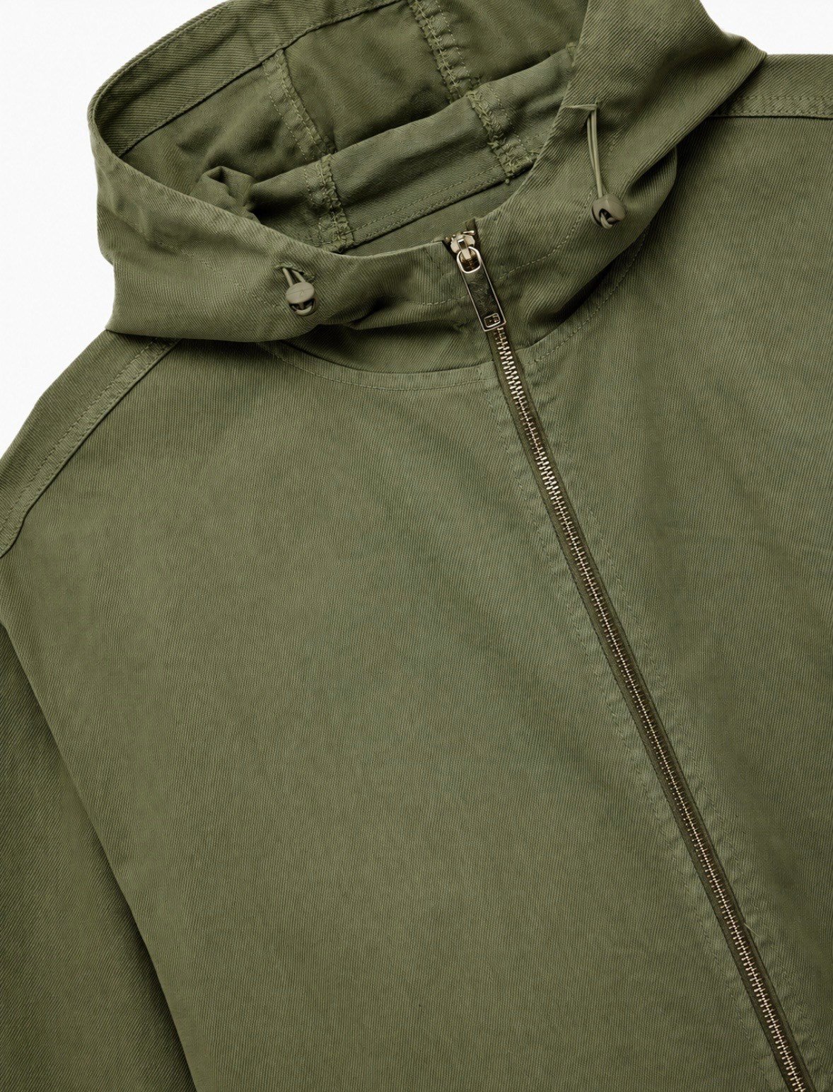 Haki Washed Zip-Up Hooded Jacket