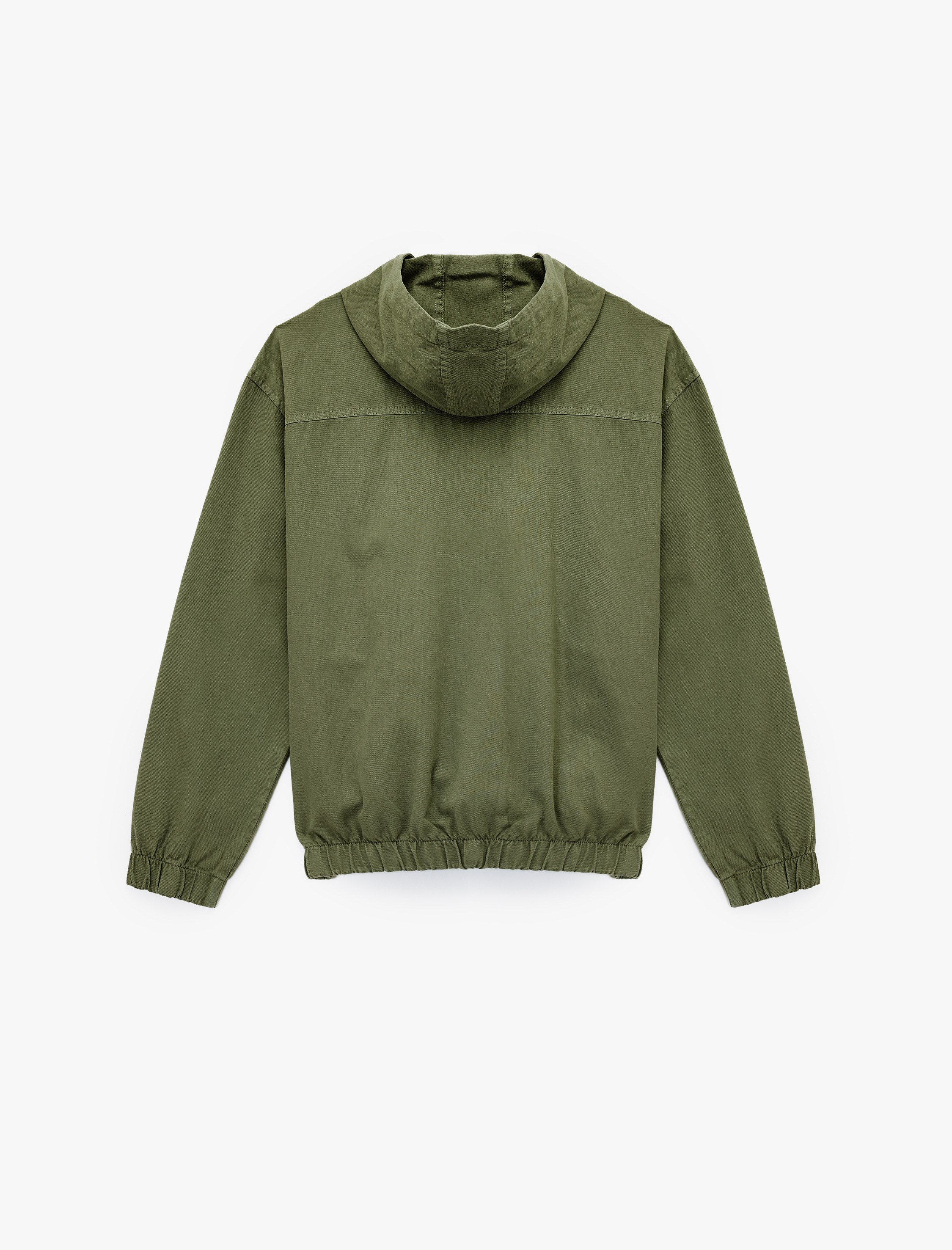 Haki Washed Zip-Up Hooded Jacket