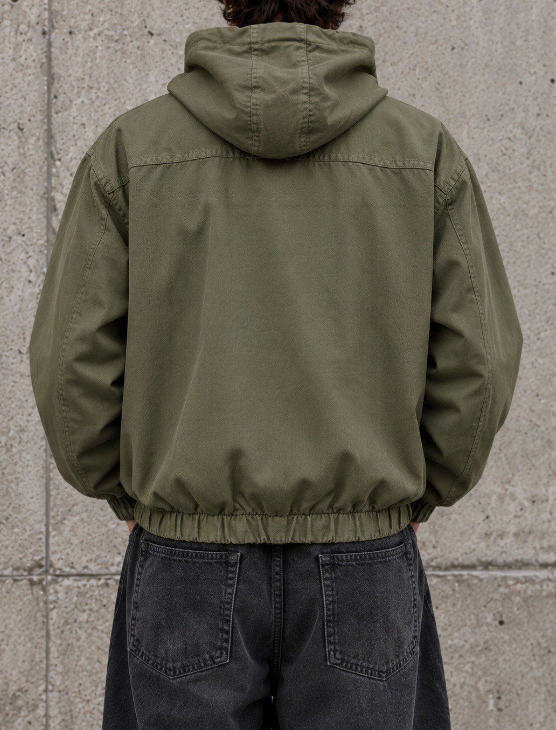 Haki Washed Zip-Up Hooded Jacket