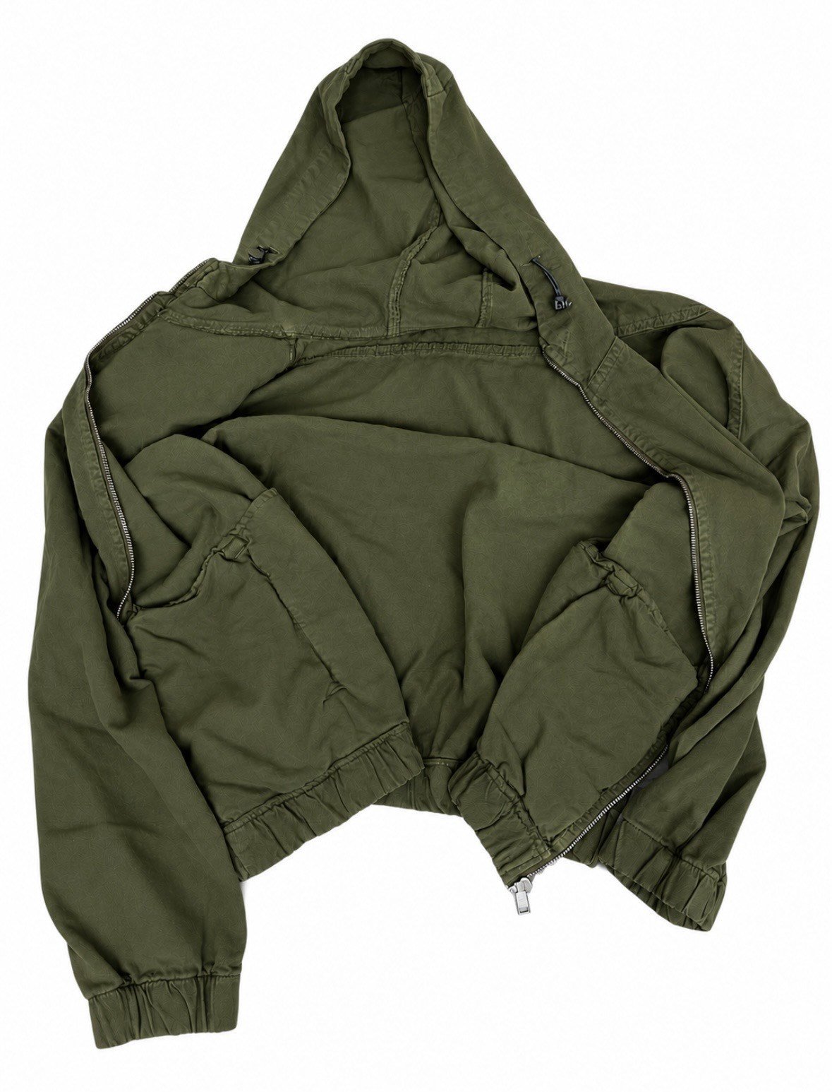 Haki Washed Zip-Up Hooded Jacket