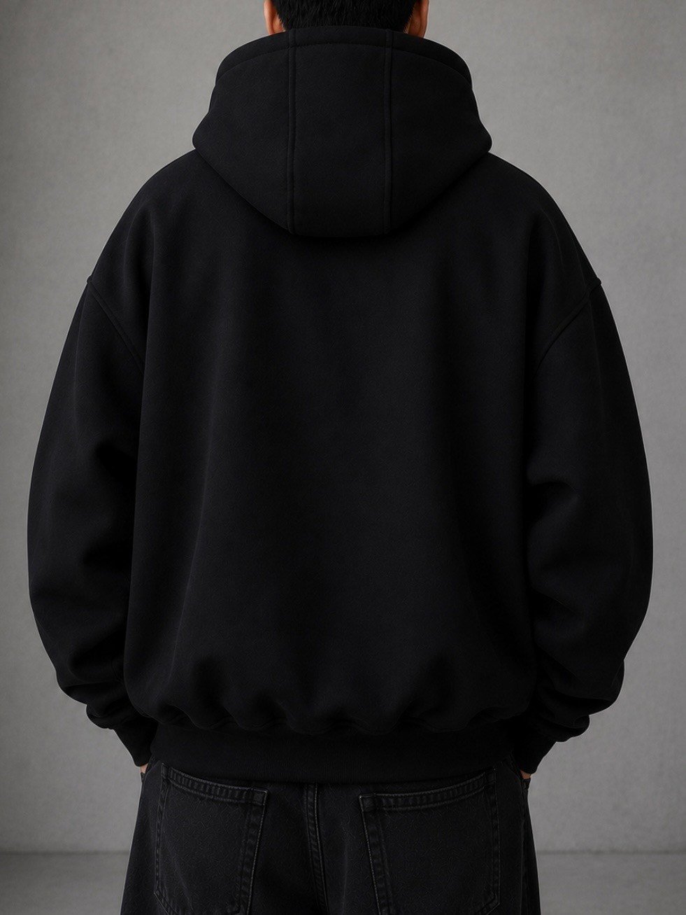 Heavy Noir Black Zip Oversize Hoodie