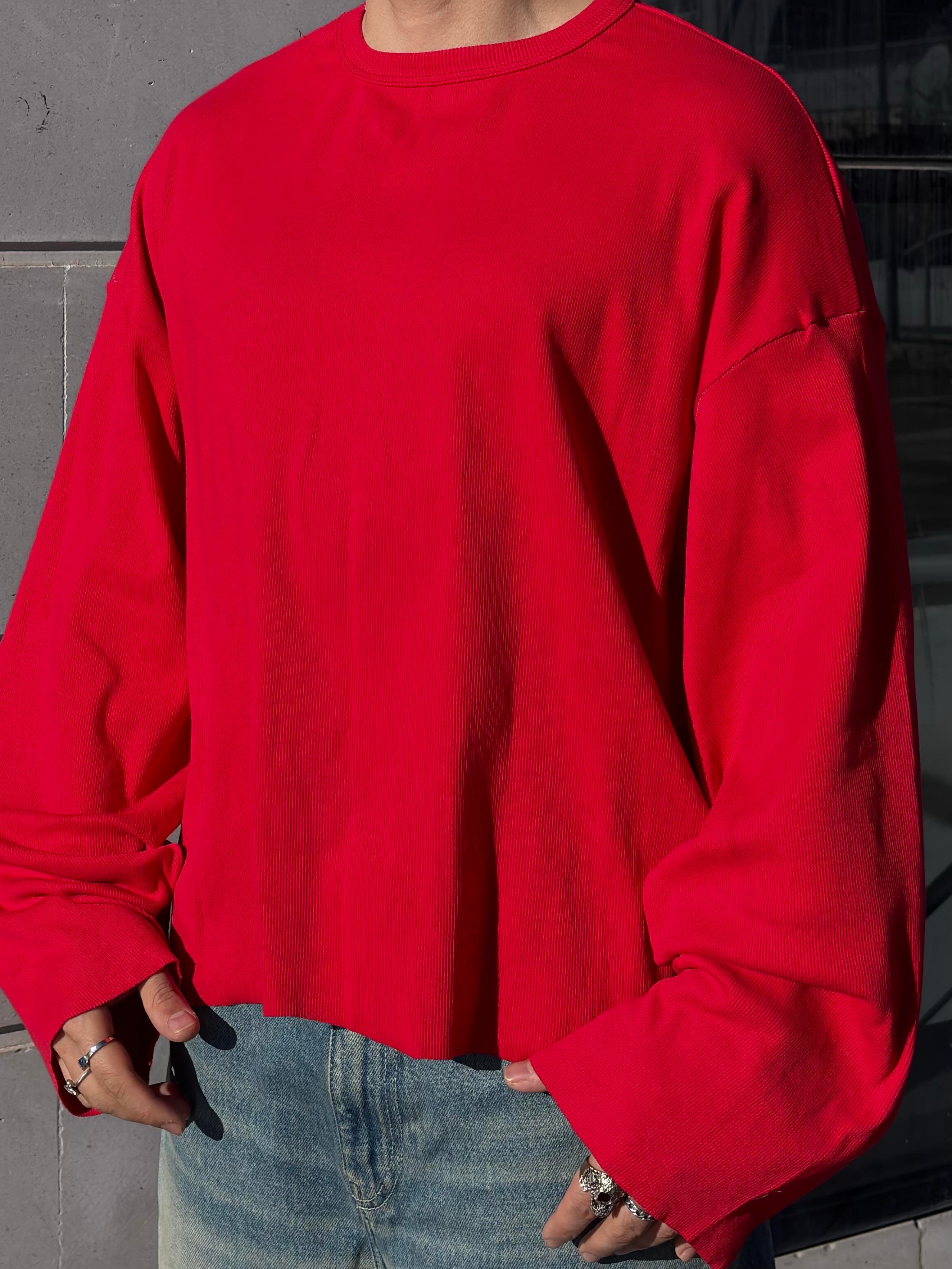 Hilal-Yıldız Yama Boxy Fit Cut-Off Kırmızı Sweatshirt