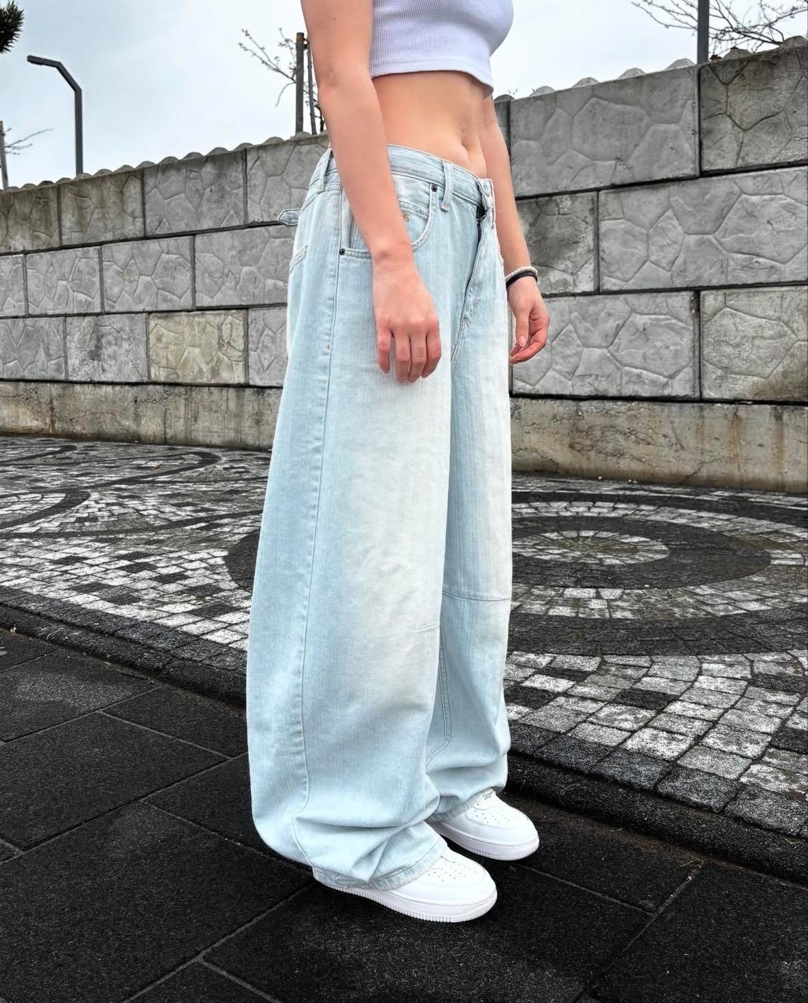 Ice Blue Logan Cinch Back Boyfriend Jeans