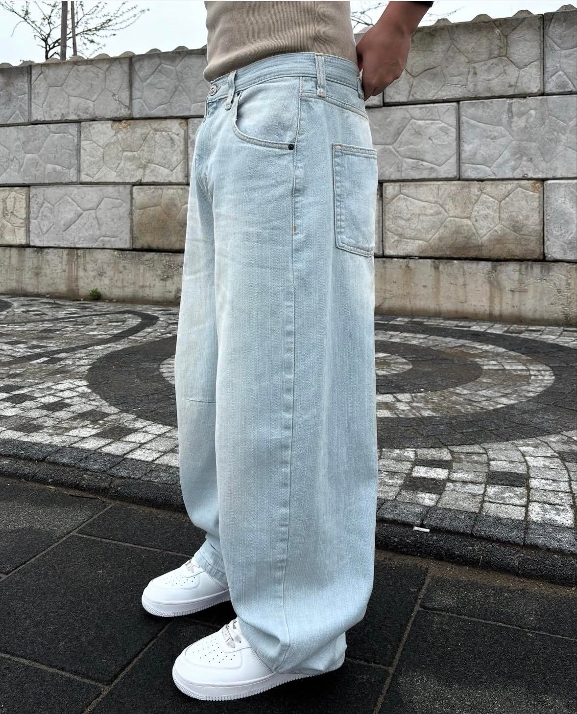 Ice Blue Logan Cinch Back Boyfriend Jeans