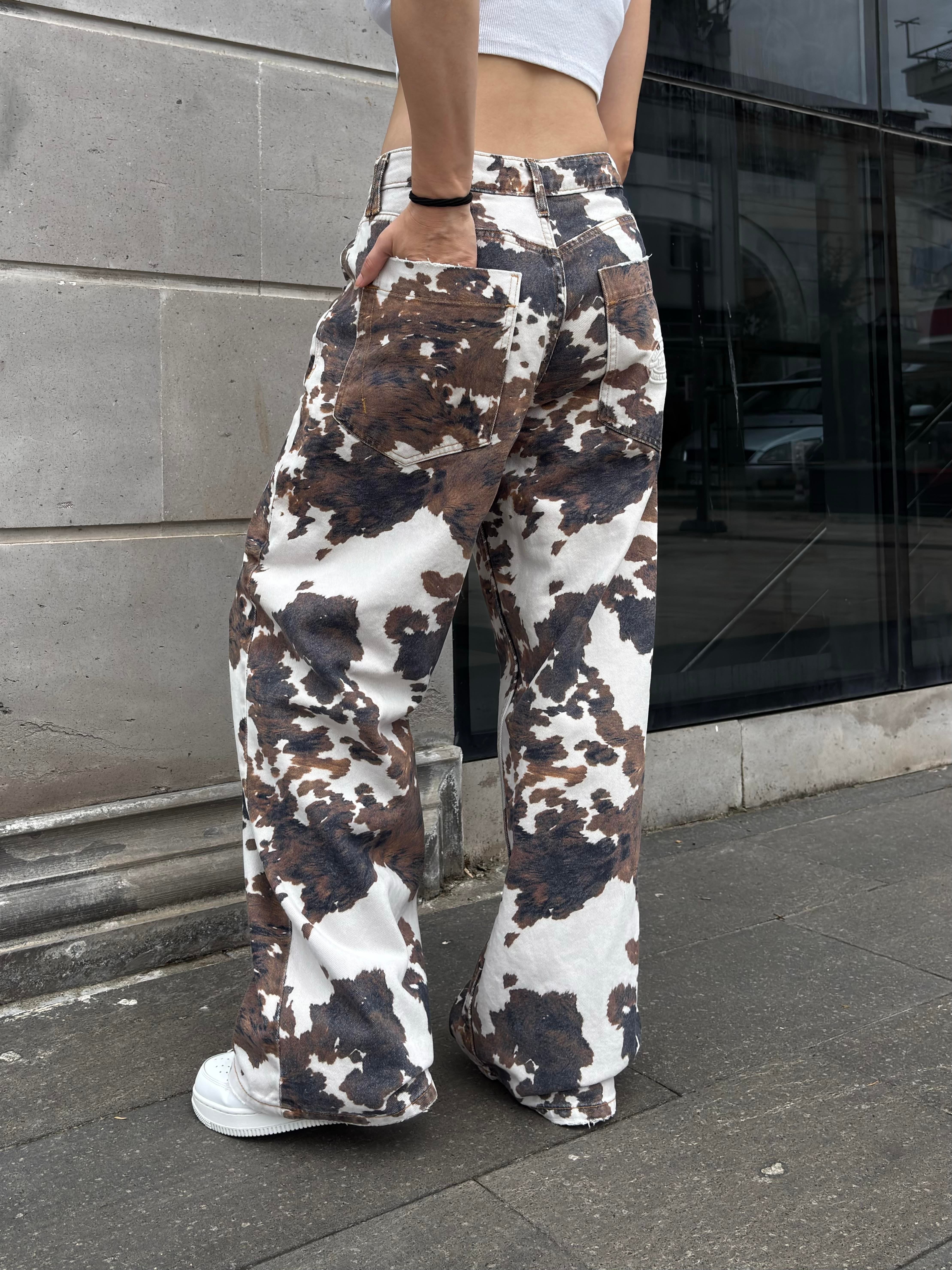 Jaya Cow Print Baggy Jeans