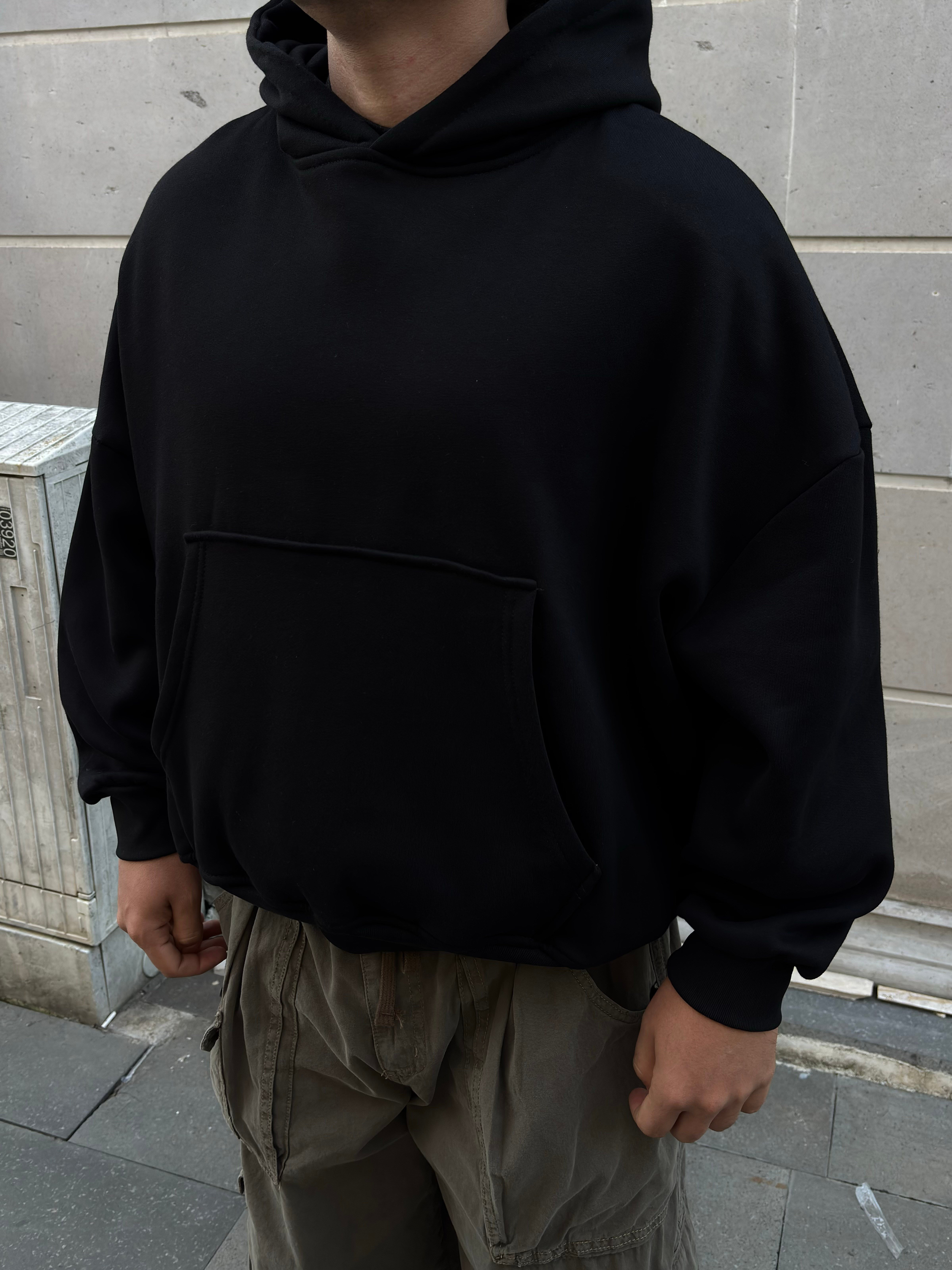 MW Heavy Black Boxy Fit Hoodie