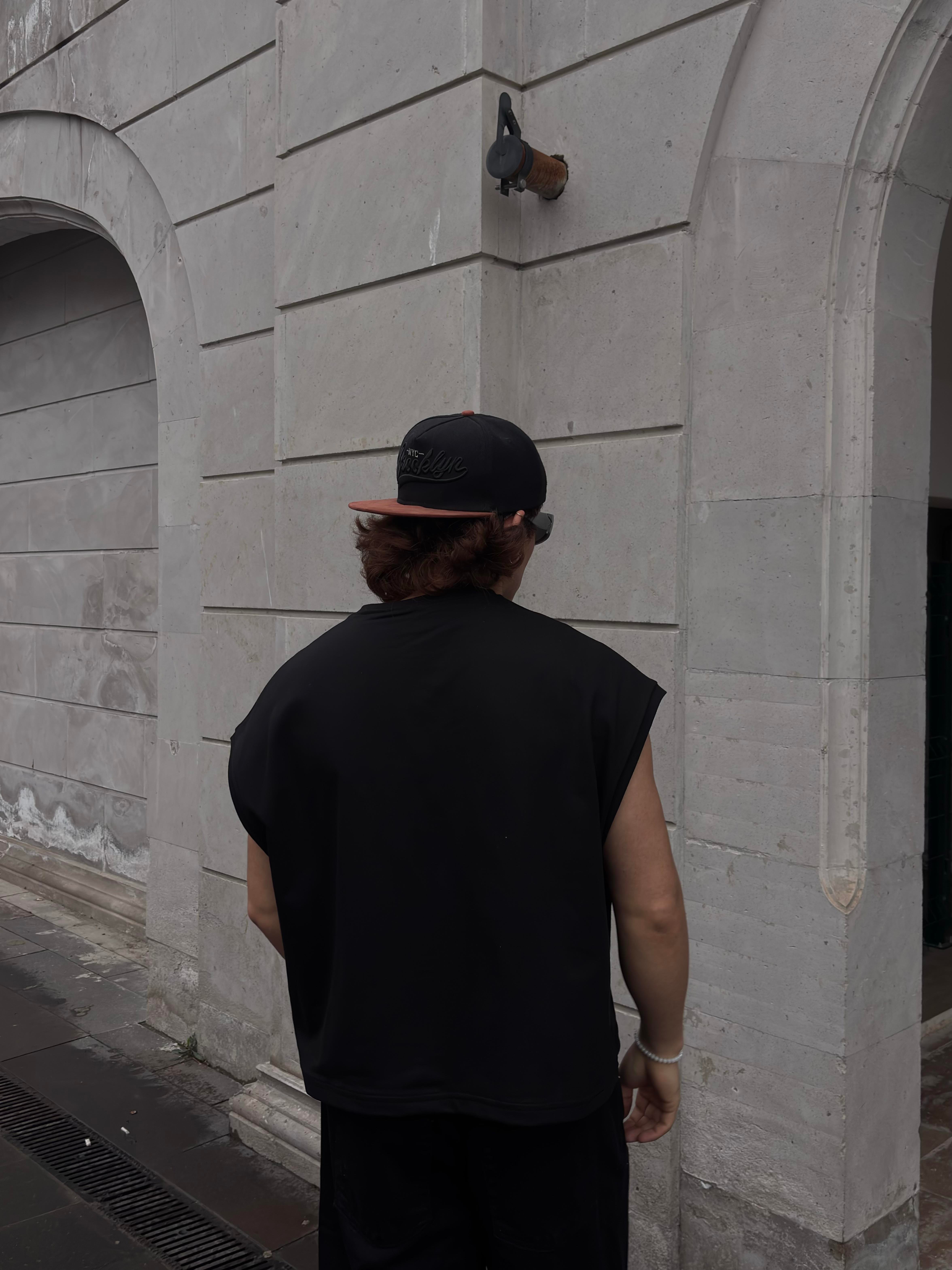 MW Premium Burn Skull Print Oversized Sıfır Kol T-shirt