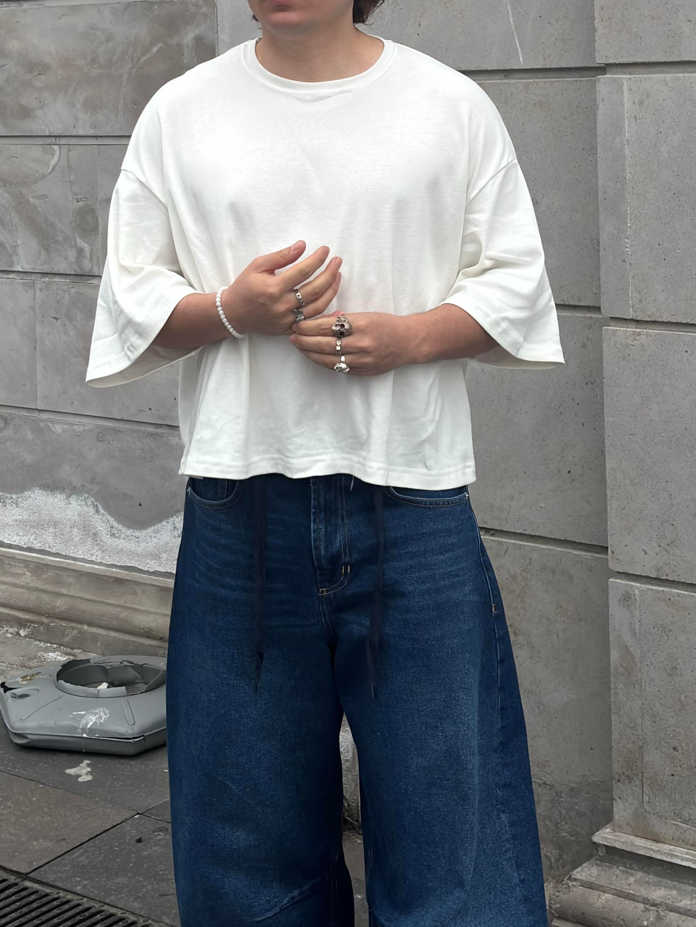 MW Premium Cream Special Structure Oversized T-shirt
