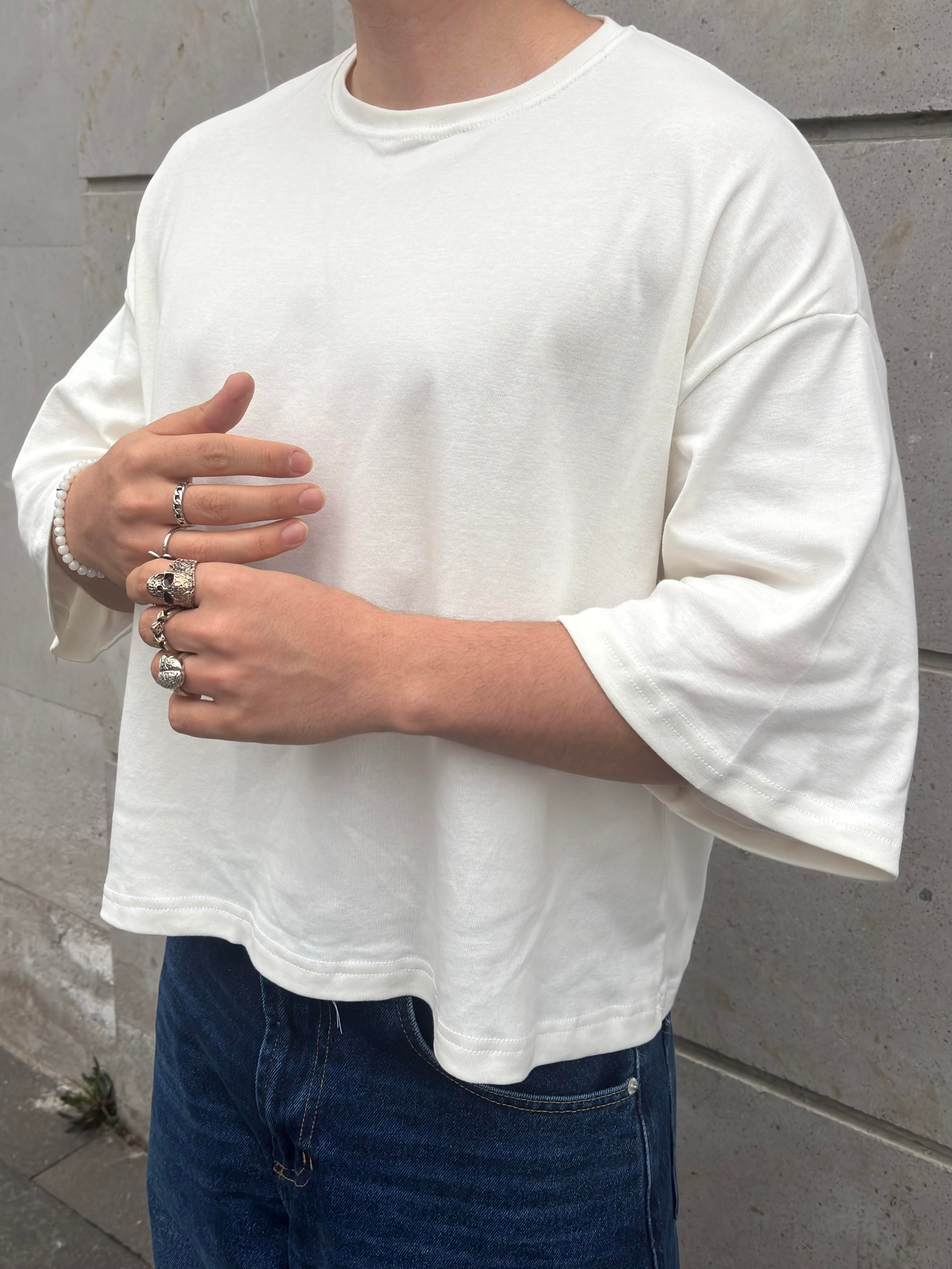 MW Premium Cream Special Structure Oversized T-shirt