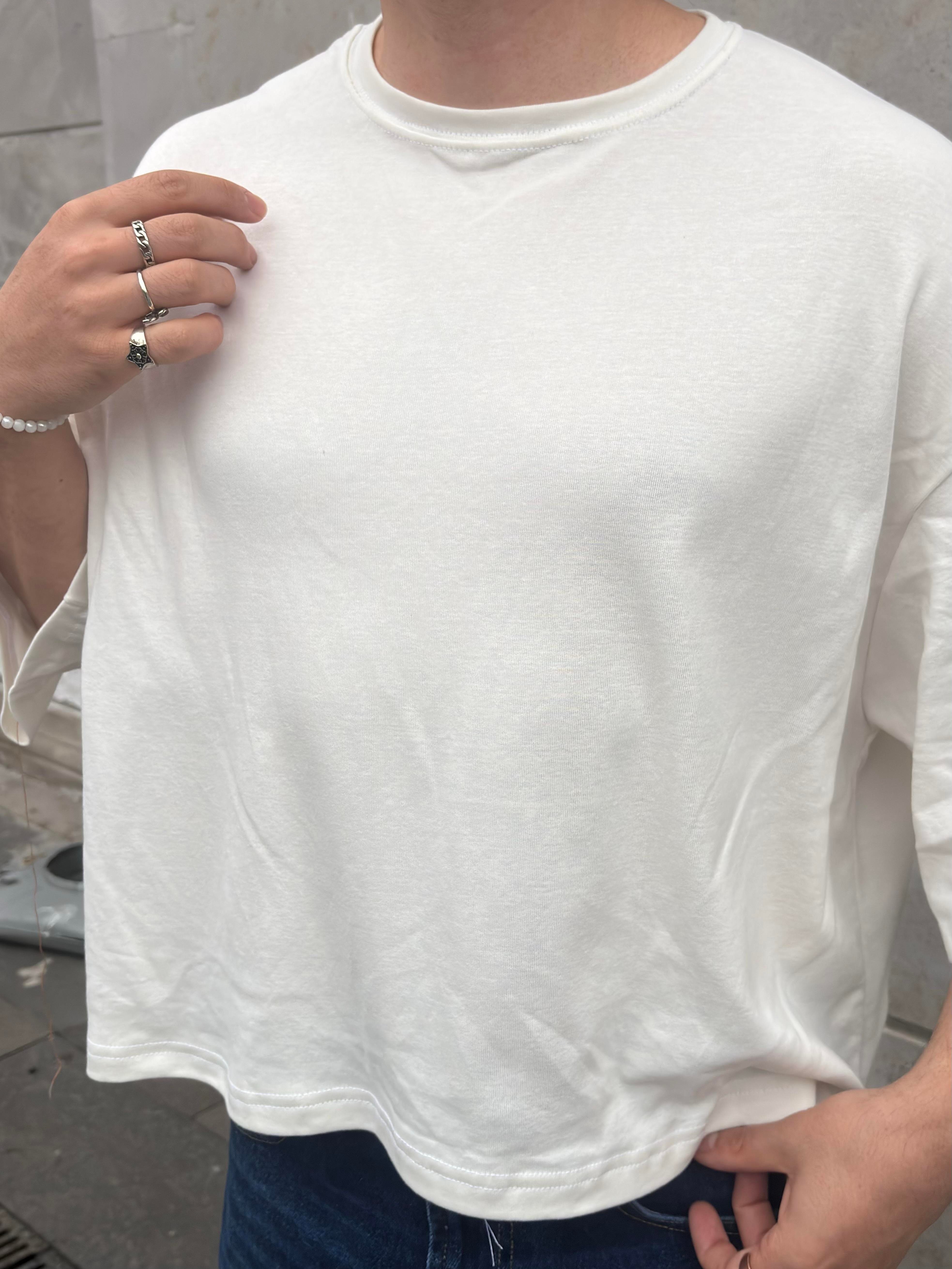MW Premium Cream Special Structure Oversized T-shirt