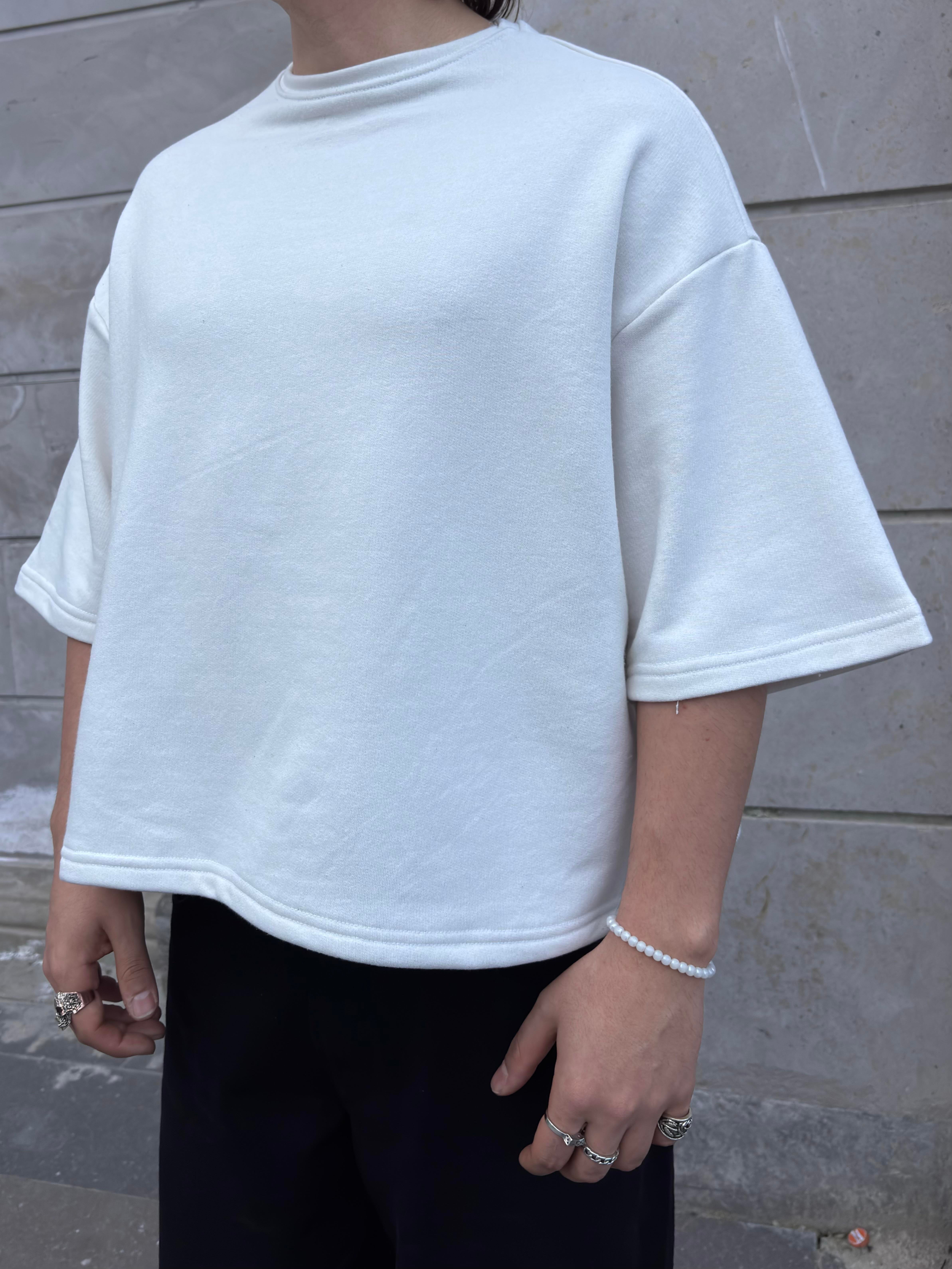 MW Premium Special Structure Oversized Cream T-shirt