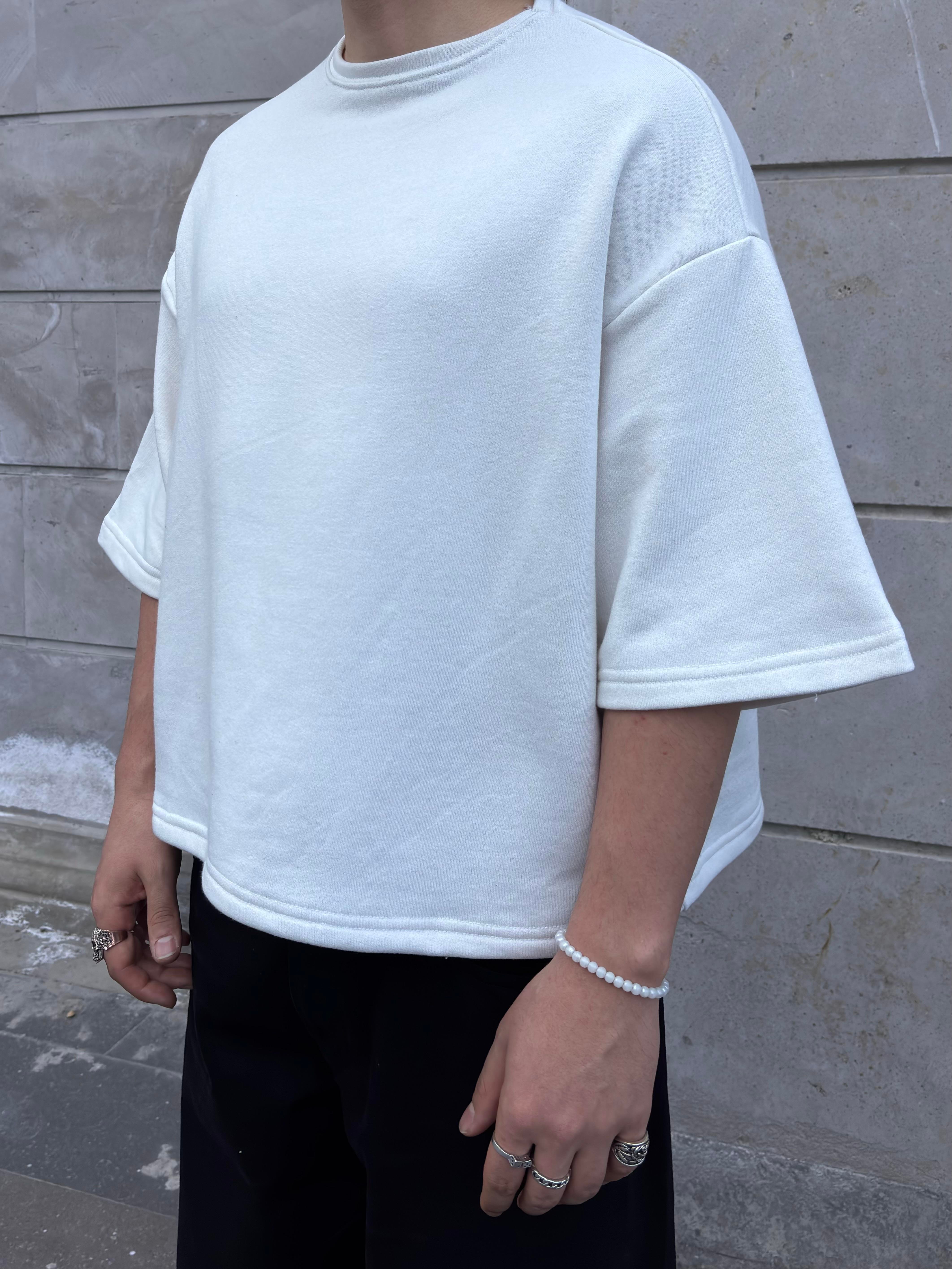 MW Premium Special Structure Oversized Cream T-shirt