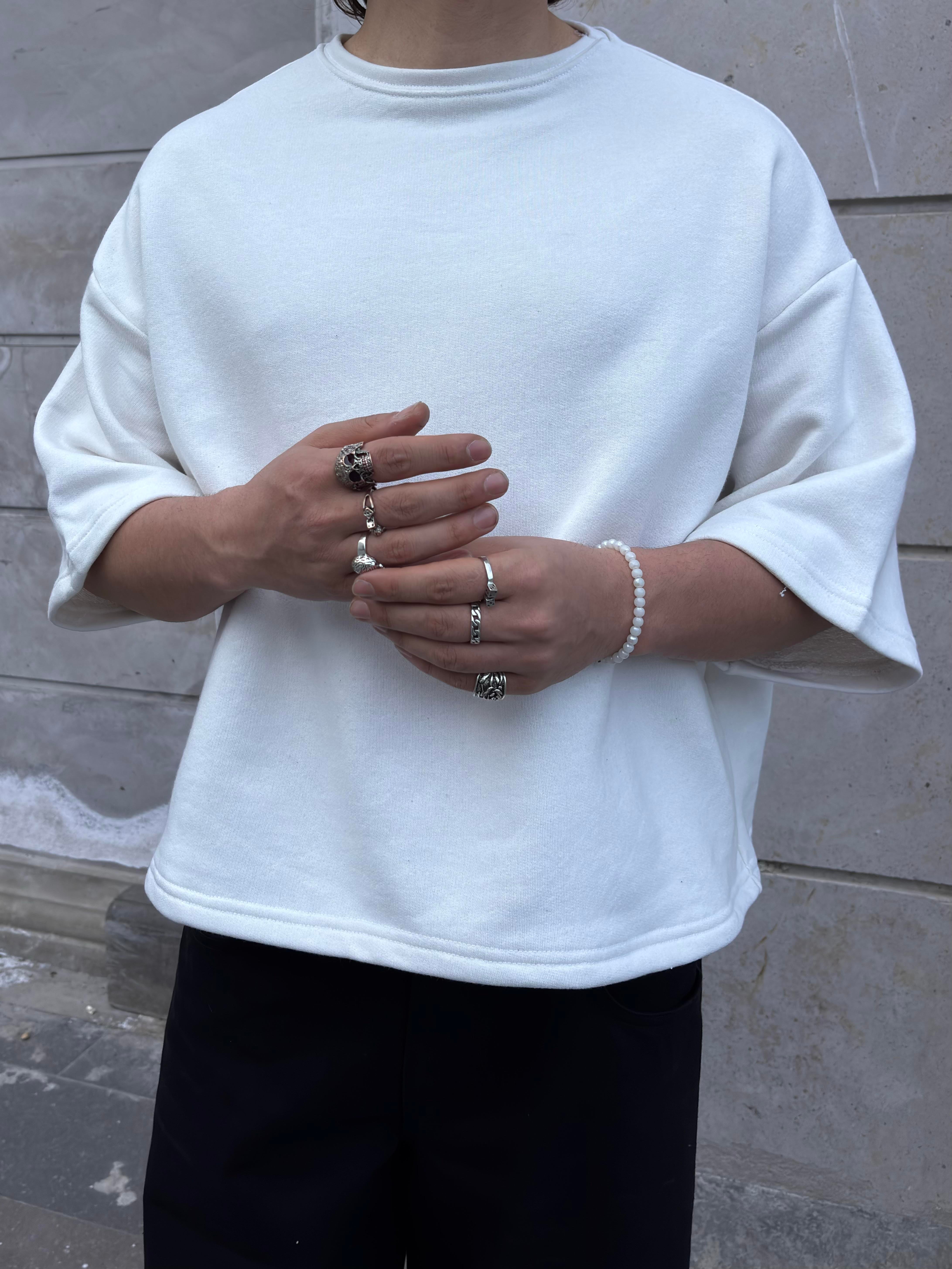 MW Premium Special Structure Oversized Cream T-shirt