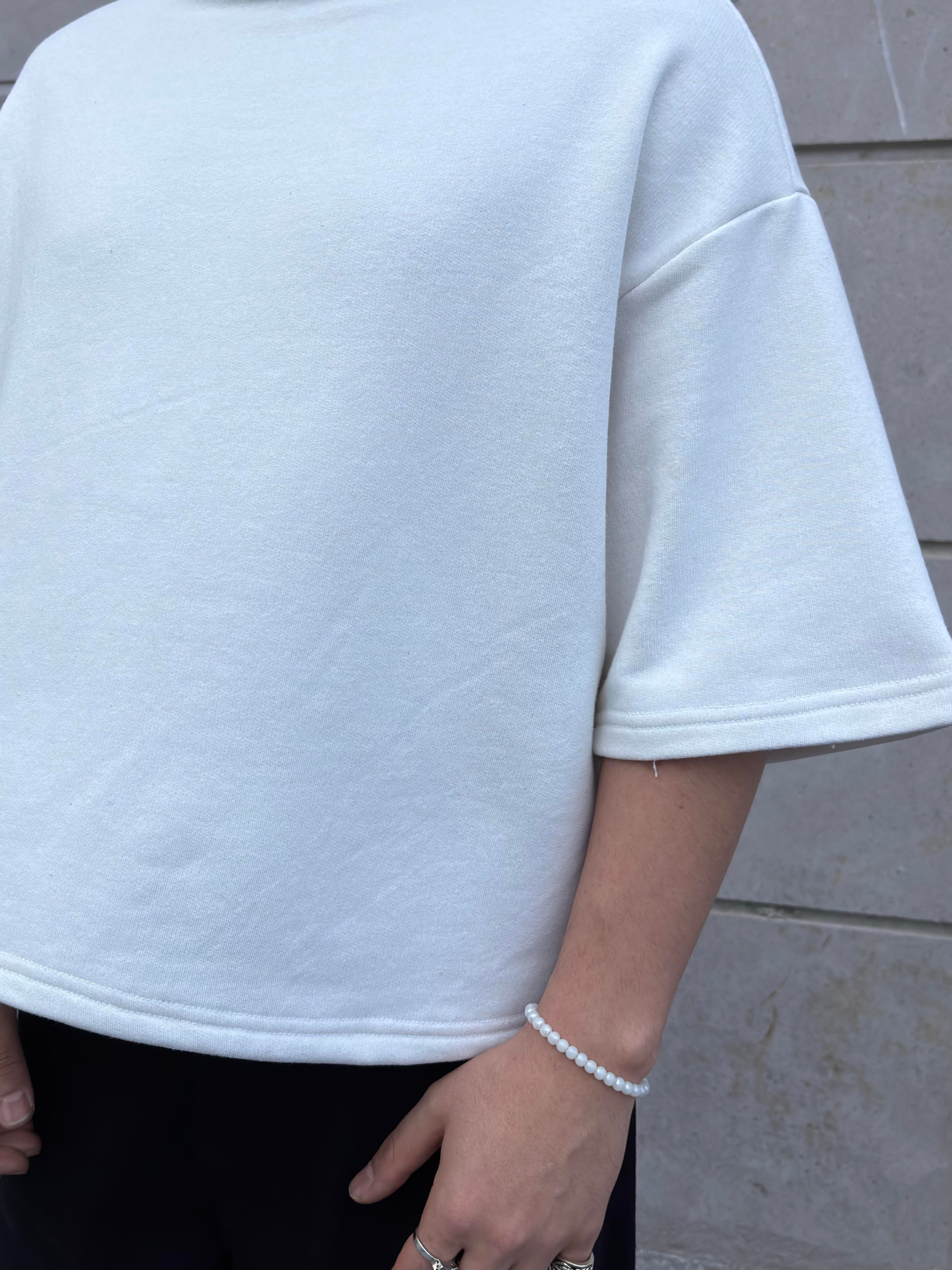 MW Premium Special Structure Oversized Cream T-shirt