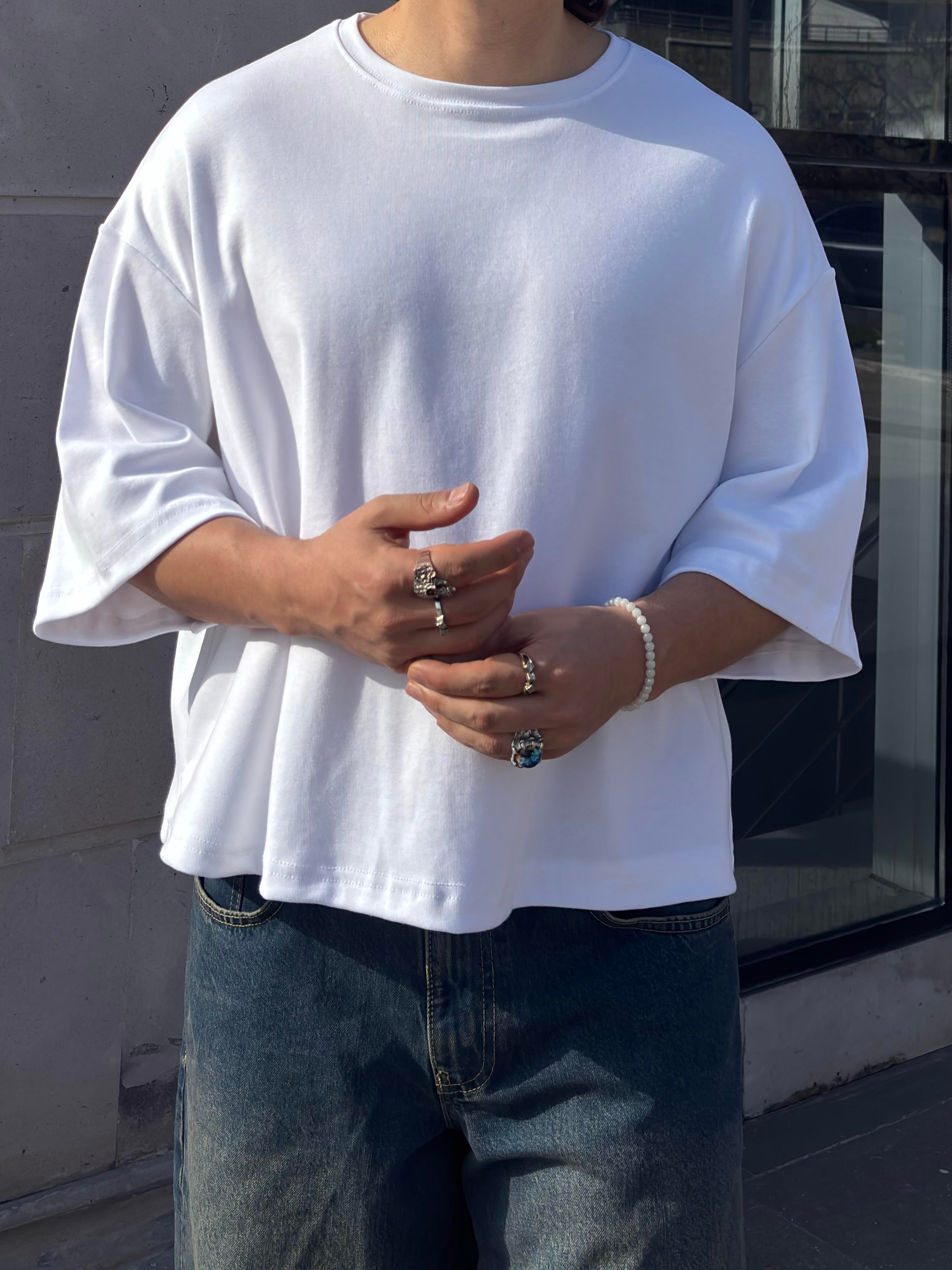 MW Premium Special Structure Oversized White T-shirt