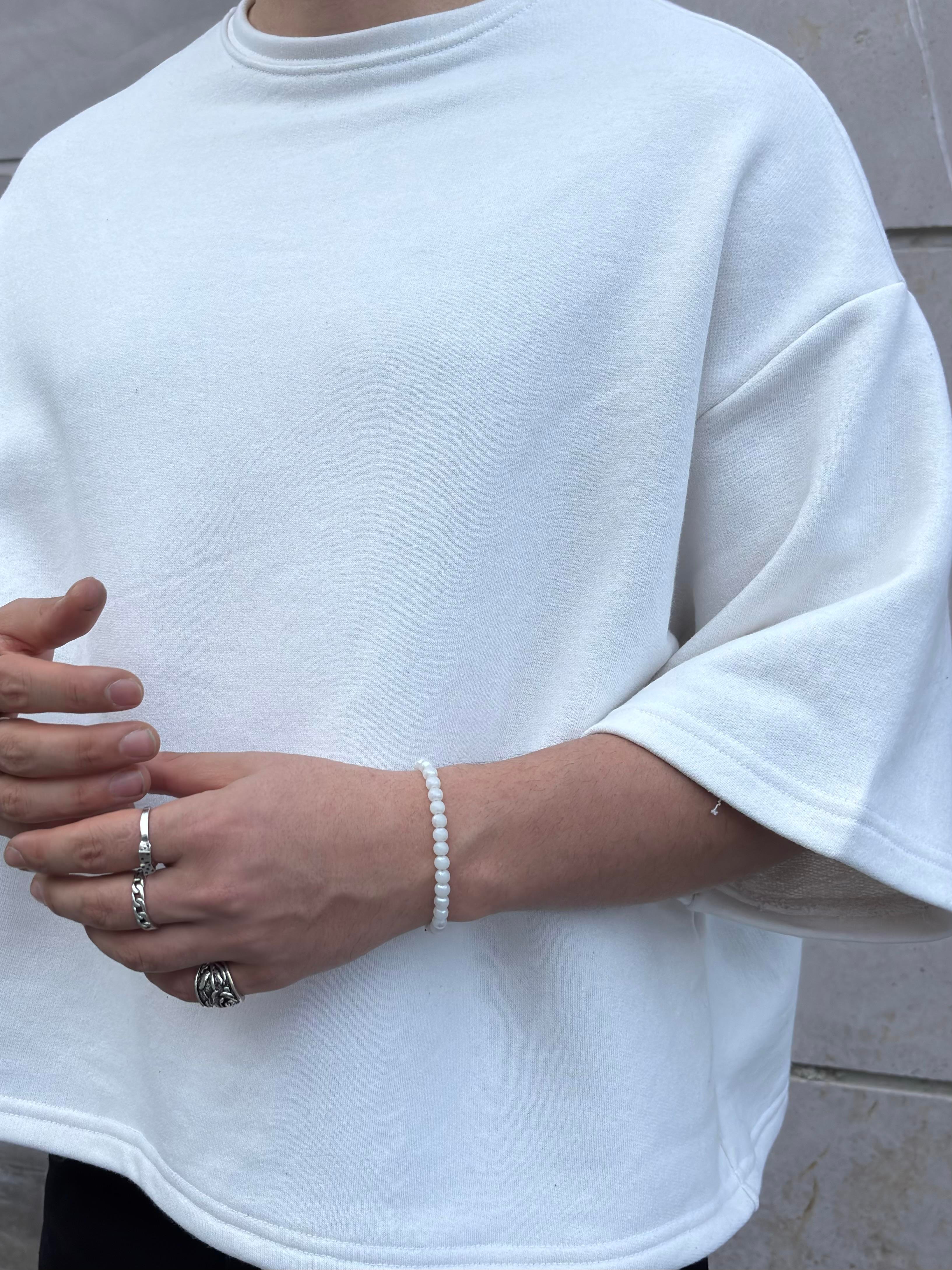 MW Premium Special Structure Oversized Cream T-shirt