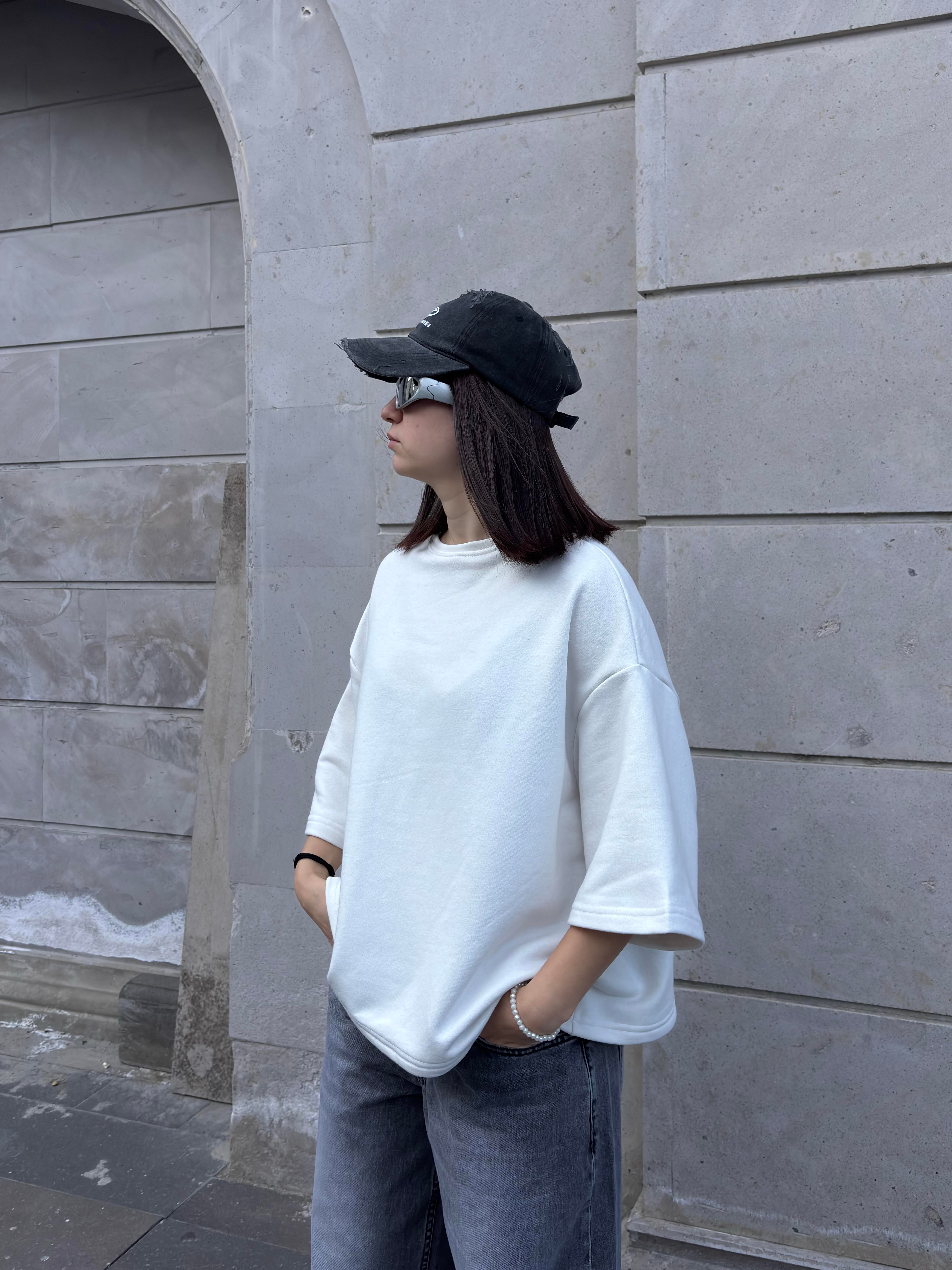 MW Premium Special Structure Oversized Cream T-shirt