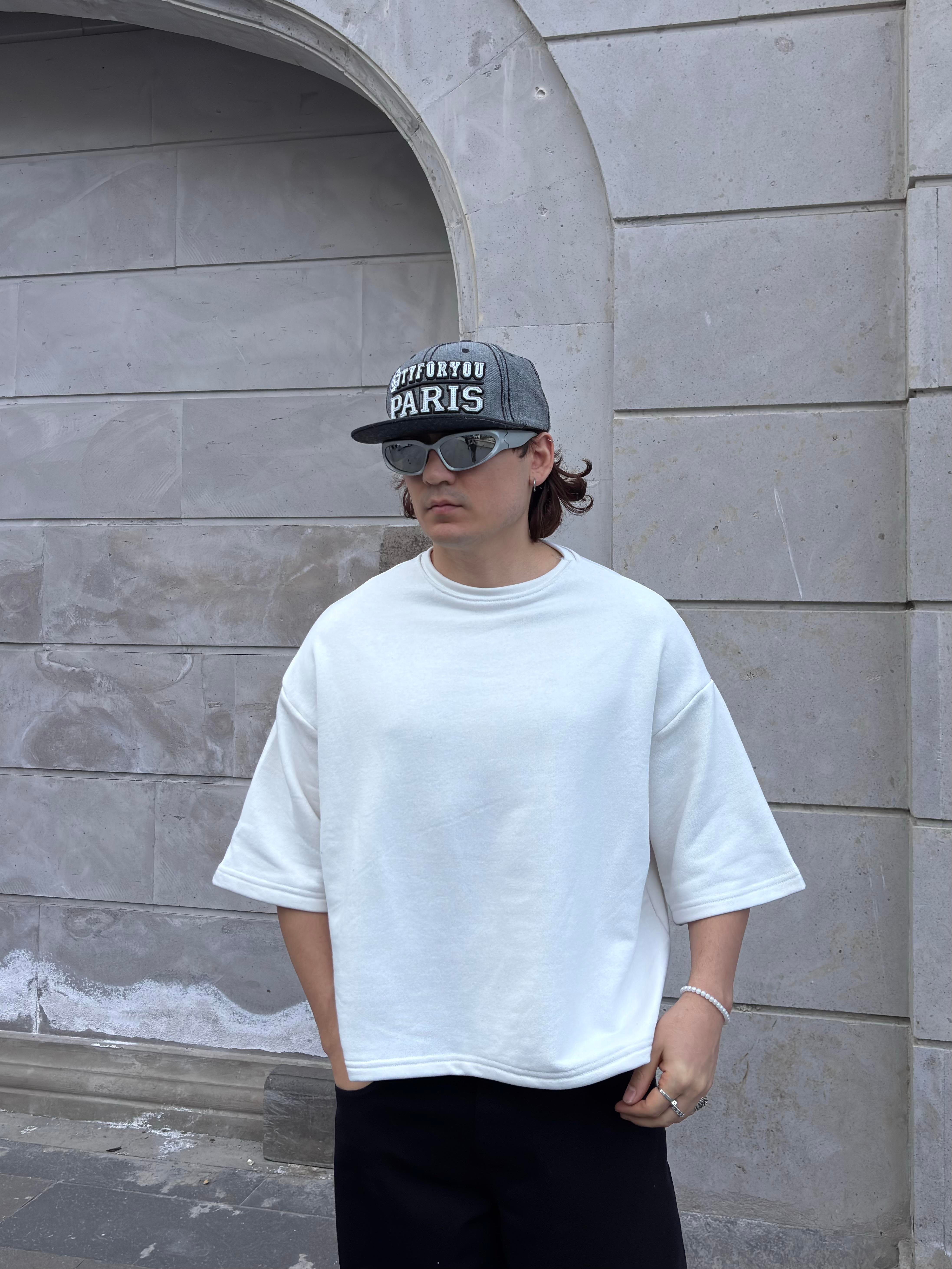 MW Premium Special Structure Oversized Cream T-shirt