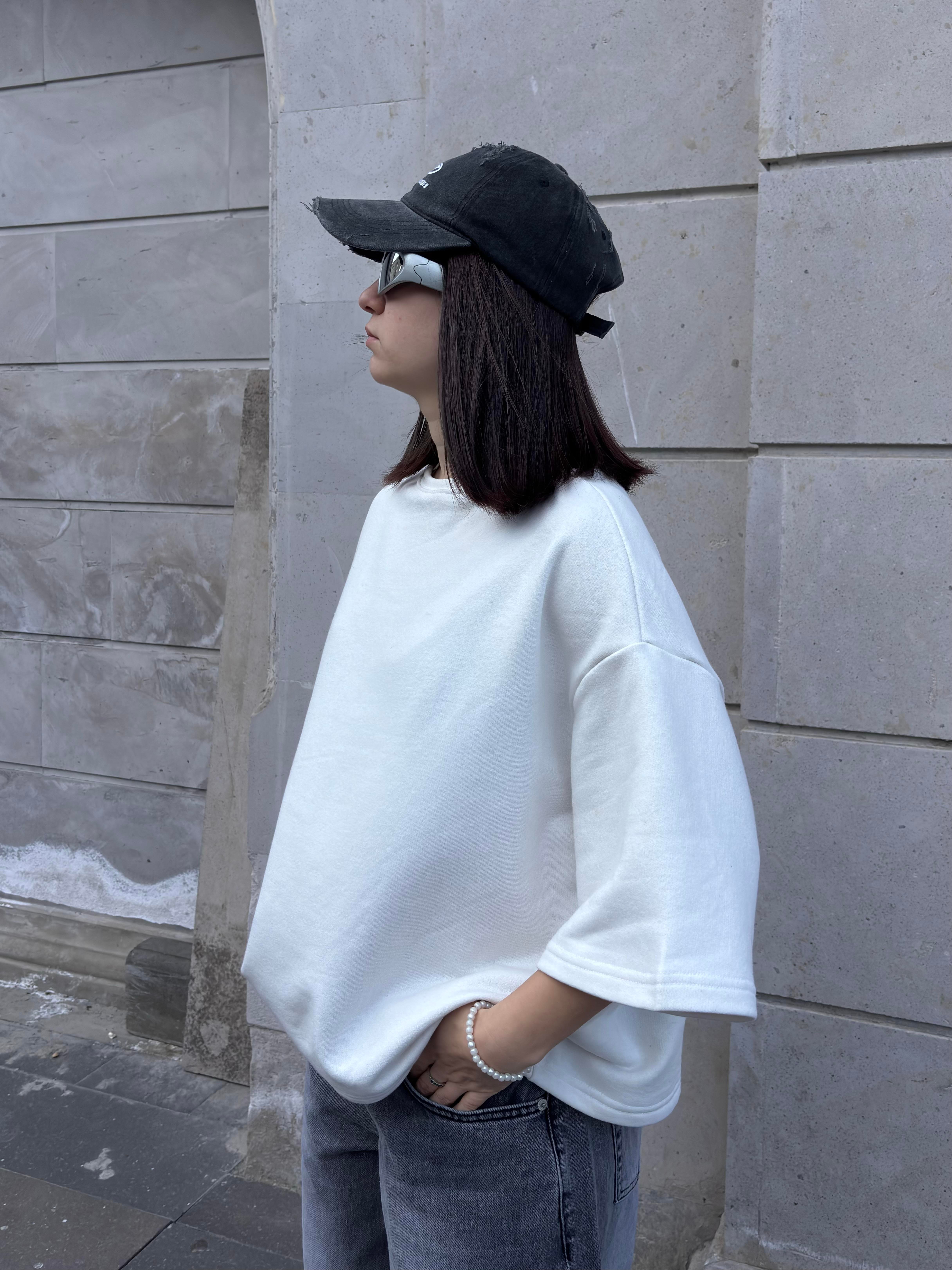 MW Premium Special Structure Oversized Cream T-shirt
